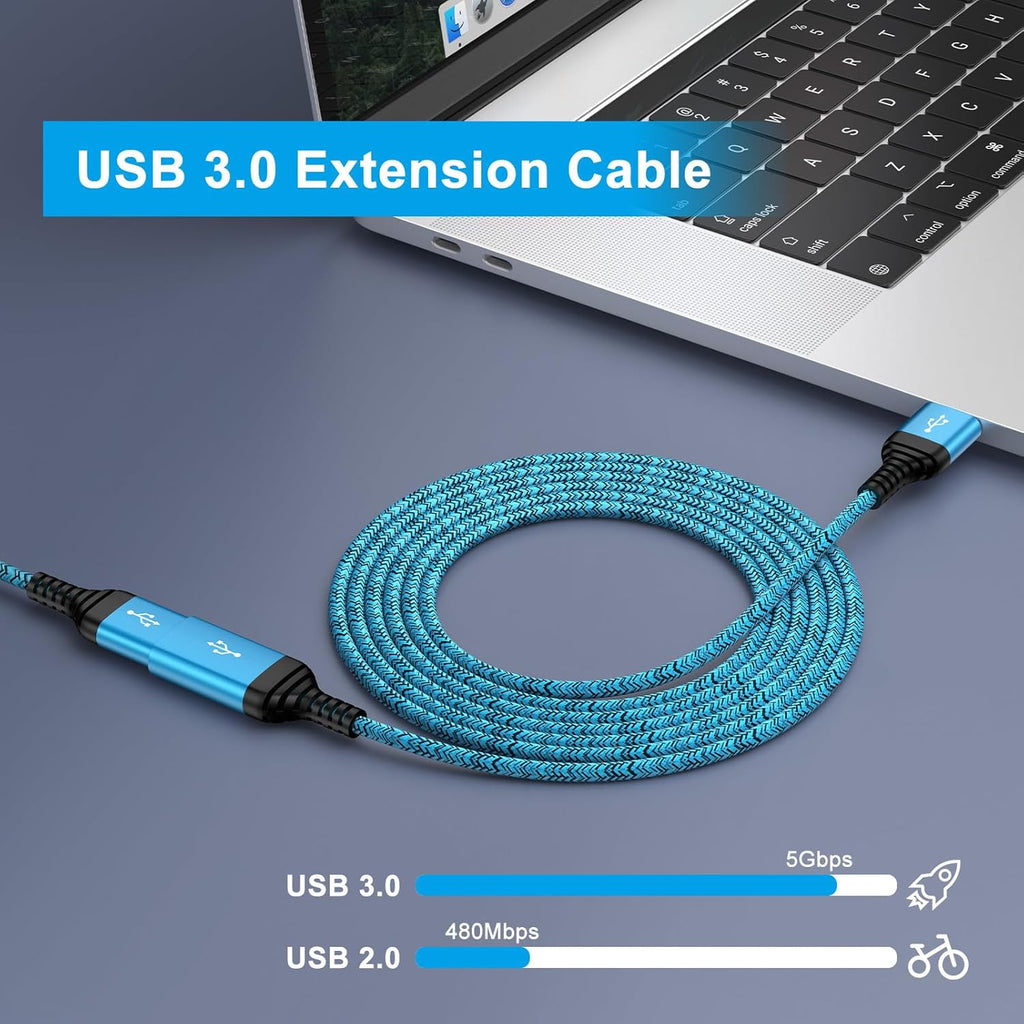 USB Extension Cable 6FT, 2Pack USB Extender USB3.0 Extension Cord Type A Male to Female Extender Cable 5Gbps High Speed Data Transfer for Gamepad,Keyboard,Webcam,Mouse,Camera,Flash Drive,Hard Drive