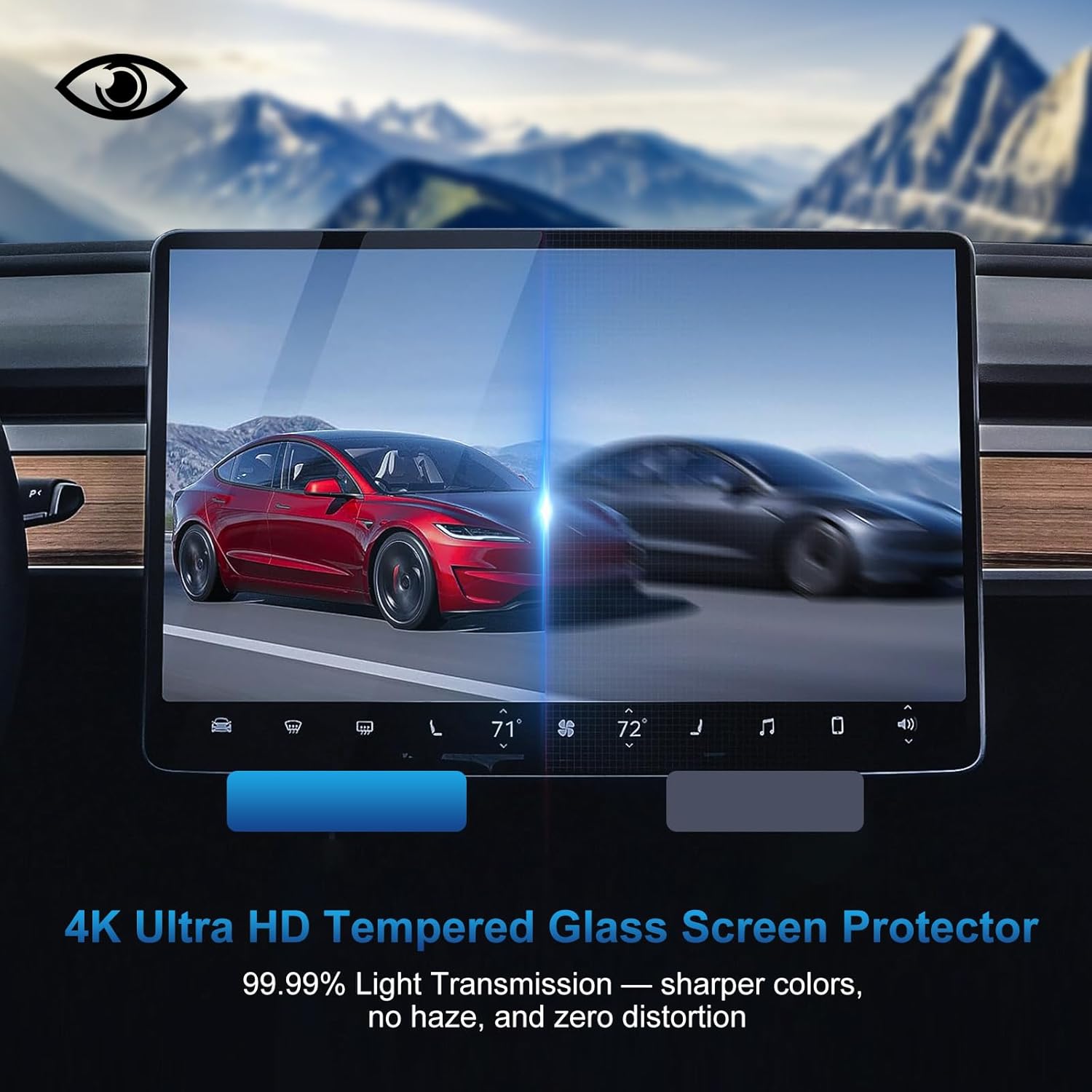 Tempered Glass Screen Protector Fits for Tesla Model 3 Highland 2024 2025&Model Y Juniper 2025, Center Control Navigation Touch Screen, Car Screen Protector Accessories 9H Anti-Glare Anti-Fingerprint