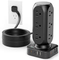 Dual PD 20W Power Strip Tower, TenTrend Surge Protector Power Strip with 12 AC Outlets & 8 USB Ports (4 USB C), 40W Desk Fast Charging Station, 10FT Flat Plug Extension Cord for Desk Office Dorm Room