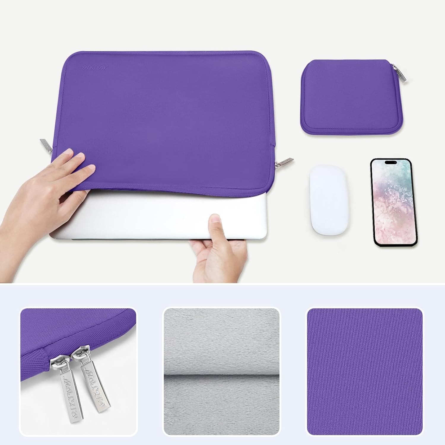 MOSISO Laptop Case 13.3 inch, 13-13.3 inch Laptop Sleeve Bag Compatible with MacBook Air/Pro 13/Pro 14 M5 M4 M3 M2 M1, HP Dell ASUS Lenovo, Neoprene Computer Sleeve Bag with Small Case, Ultra Violet