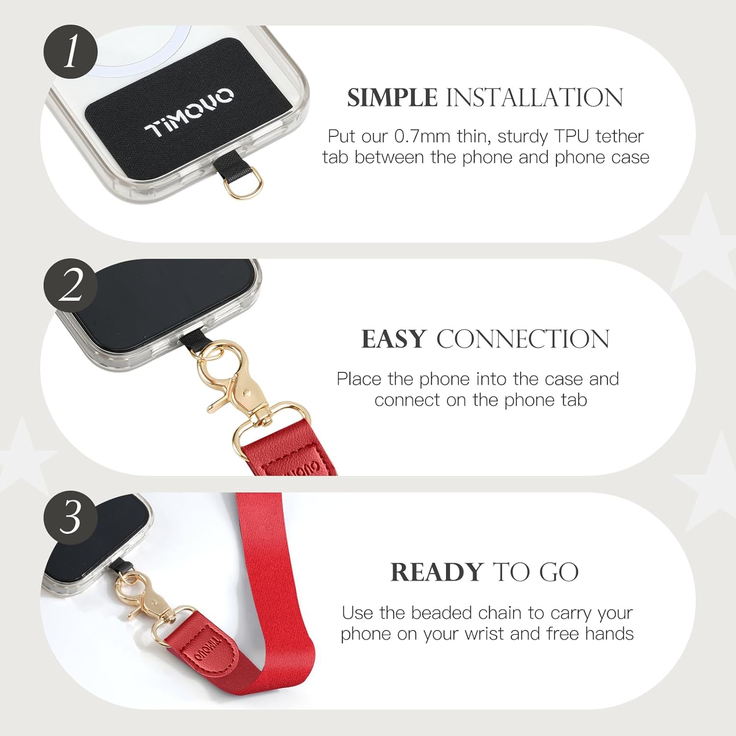 TiMOVO Phone Lanyard Crossbody Wrist Strap, Adjustable Anti-Theft Strap for Smartphone Case