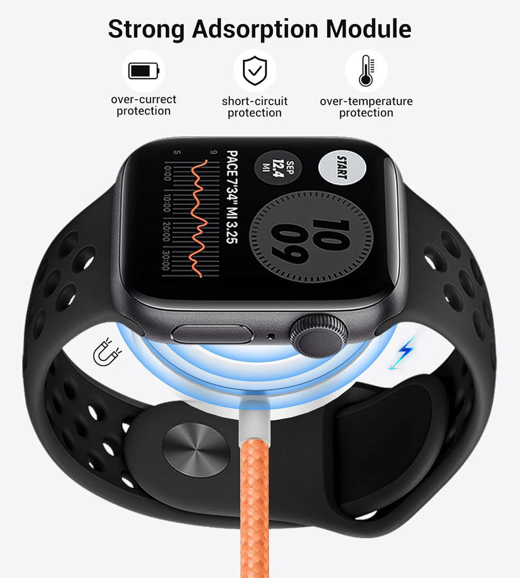 Temdan for Travel Vacation Essentials,3 in 2 USB C Cable for Apple Watch Charger/iPhone 16 Charger/Lightning,Multi Charging Cable Cord,Camping Essentials,Designed for iWatch &iPhone 16-12-4FT Orange