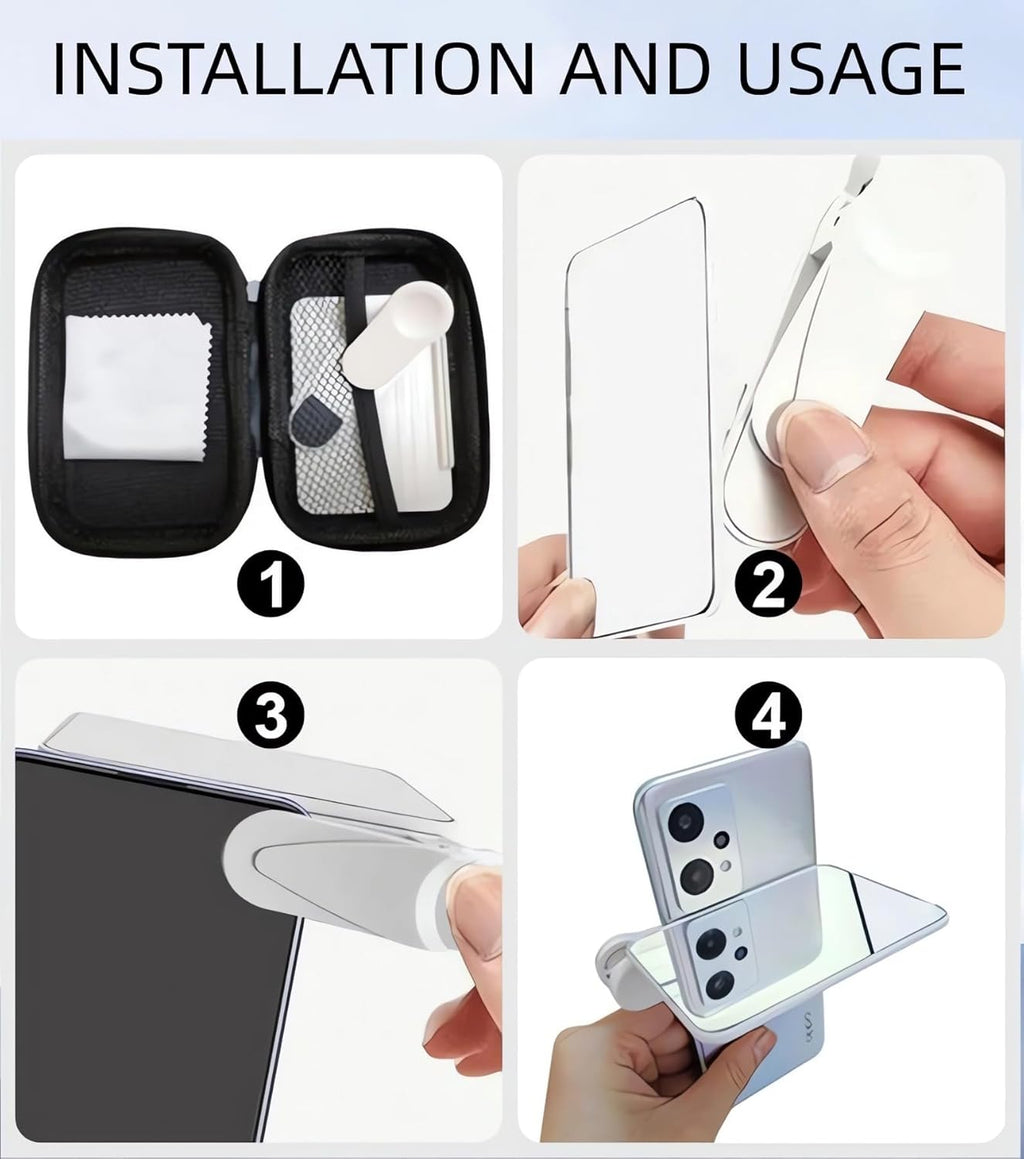 2024 Smartphone Camera Mirror Reflection Clip Kit -【New Version】 Smartphone Selfie Reflector, Adjustable Mobile Phone Reflection Camera Clip, Mirror Reflection Phone Clip for All Phones (1PC-Balck)