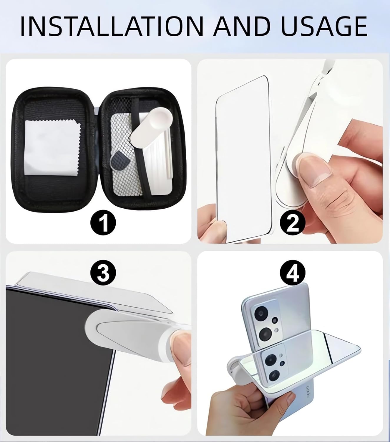 2024 Smartphone Camera Mirror Reflection Clip Kit -【New Version】 Smartphone Selfie Reflector, Adjustable Mobile Phone Reflection Camera Clip, Mirror Reflection Phone Clip for All Phones (1PC-Balck)