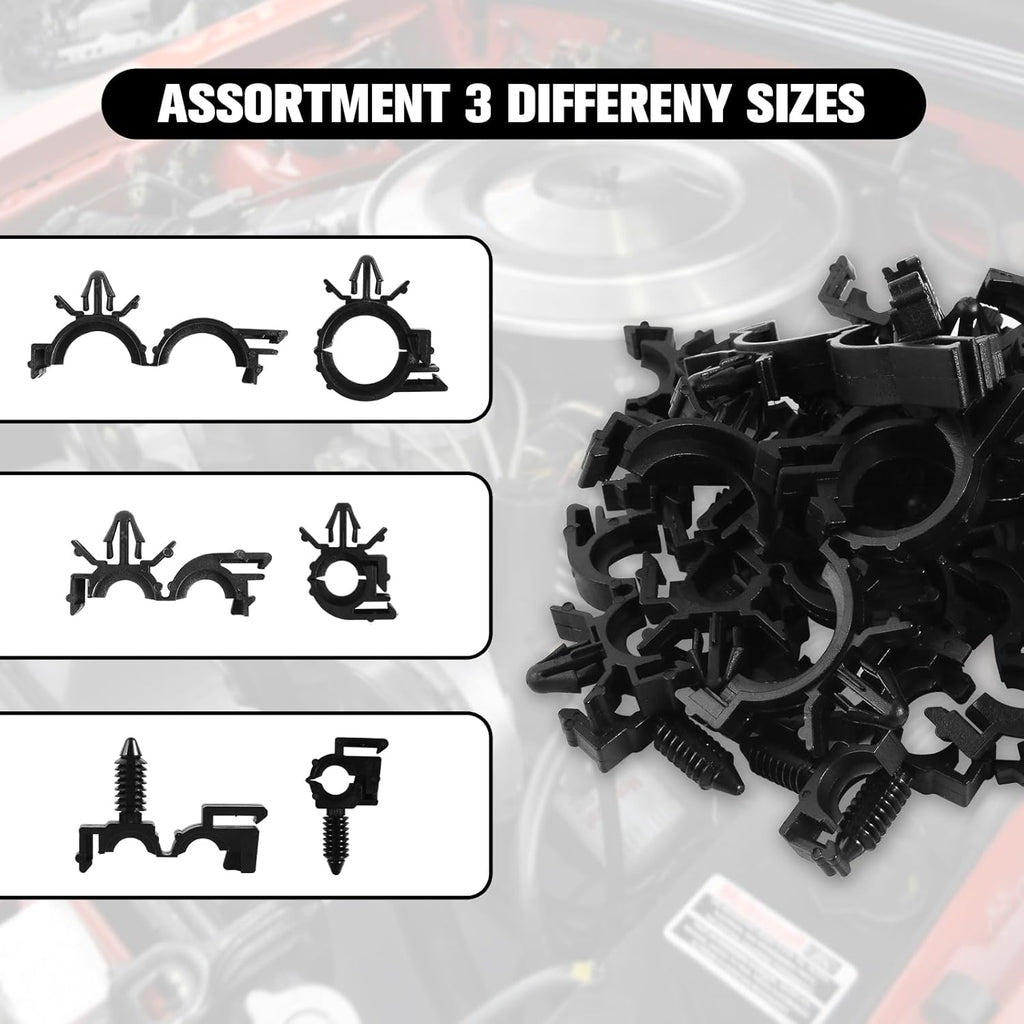 130 Pcs Push Mount Cable Ties Standard Zip Tie Mount Car Wire Loom Routing Clips for Polaris UTV Jeep Wrangler Vehicles Home Appliances 6 Different Sizes Universal Management Cable Ties