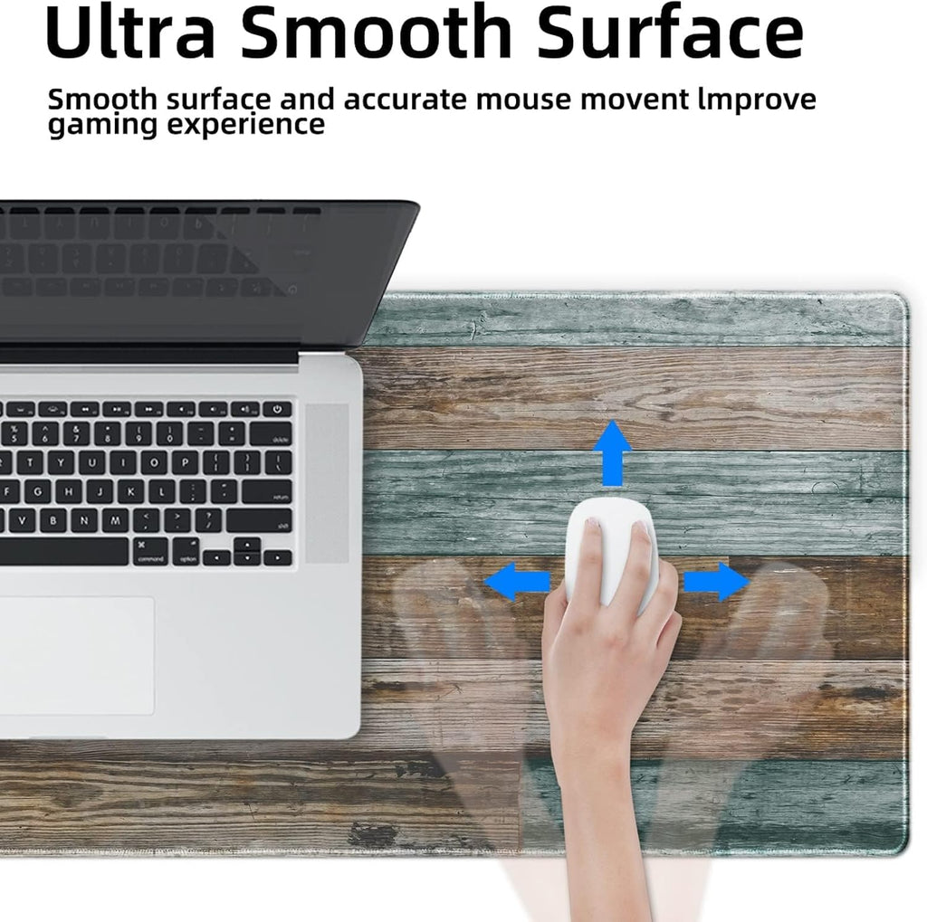 Galdas Gaming Mouse Pad Vintage Wood Grain Pattern XXL XL Large Mouse Pad Mat Long Extended Mousepad Desk Pad Non-Slip Rubber Mice Pads Stitched Edges Thin Pad (31.5x11.8x0.12Inch)
