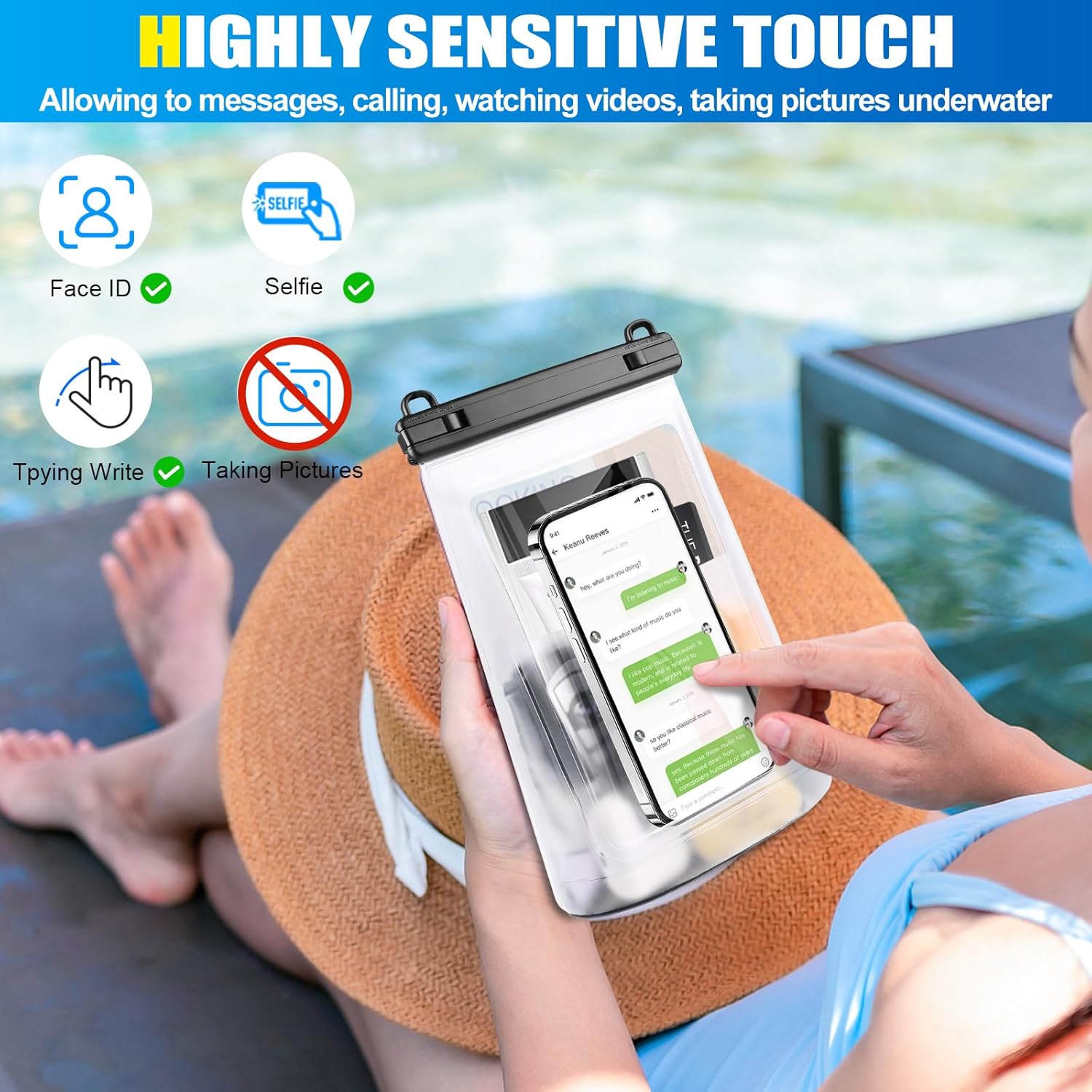 2L Waterproof Phone Pouch for iPhone 16 15 14 11 Pro Max & Galaxy S24 S21 - Floating Large Capacity Dry Bag Stores Sunscreen, Sunglasses - Oversized Waterproof Bag for Beach, Swimming, Kayaking