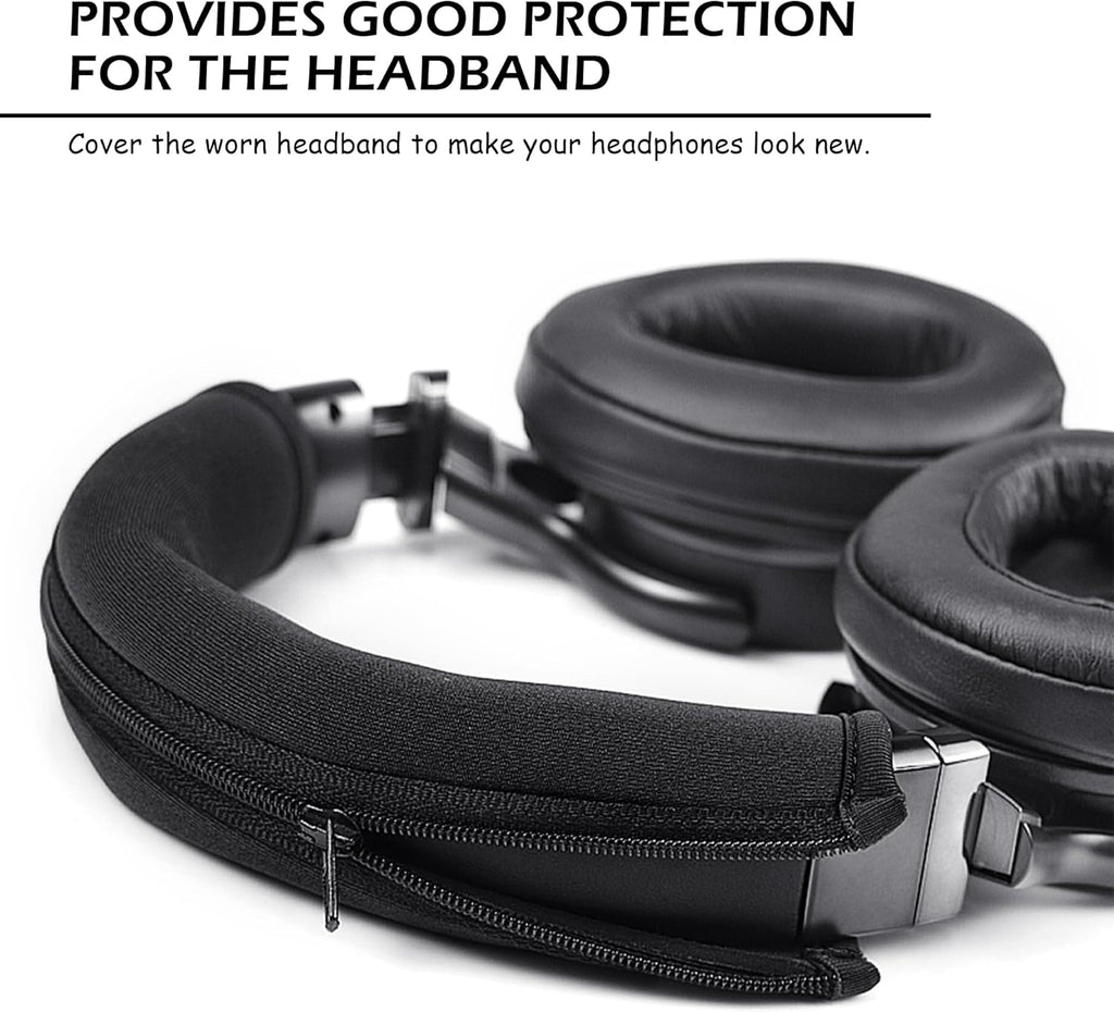 BlingKingdom Headphone Headband Cover Headphones Replacement Band Headband Protector with Zipper (Black)