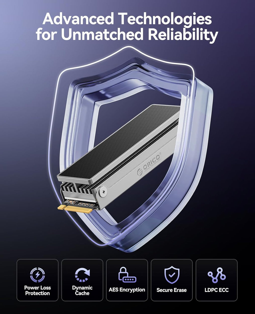 ORICO OSC 2TB M.2 NVMe SSD for Desktop PC, PCIe 4.0 Internal SSD with 7450MB/s Read, TLC NAND, Pre-Installed Pro-Grade Finned Heatsink, Innovative IceArmor Cooling, M.2 2280 Drive