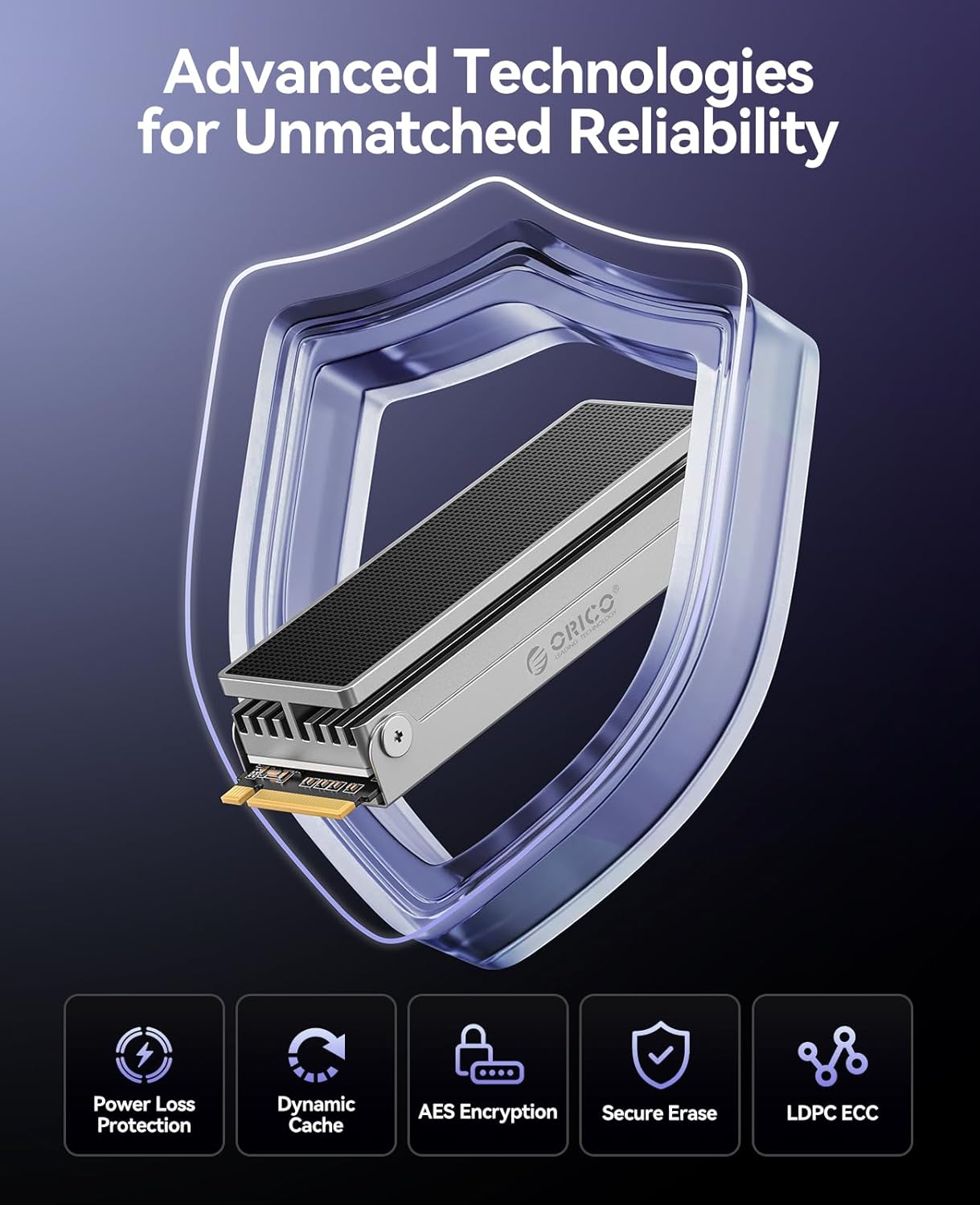 ORICO OSC 2TB M.2 NVMe SSD for Desktop PC, PCIe 4.0 Internal SSD with 7450MB/s Read, TLC NAND, Pre-Installed Pro-Grade Finned Heatsink, Innovative IceArmor Cooling, M.2 2280 Drive