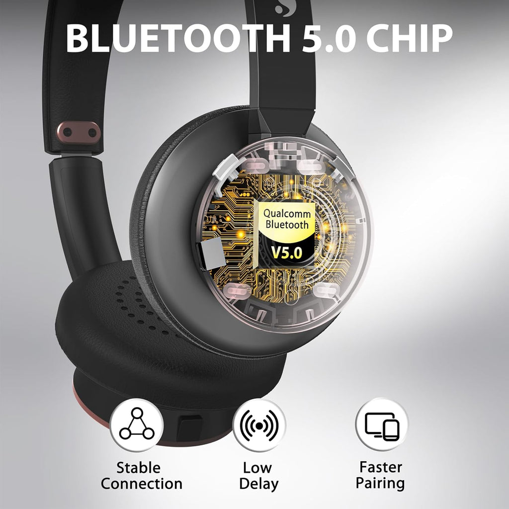 Wireless Headset with Mic for Work, Bluetooth Headphones with Microphone Noise Canceling & USB Dongle, Handsfree 26+ Hours Battery & Mute Button, for Office/Call Center/Laptop/MS Teams/Conference