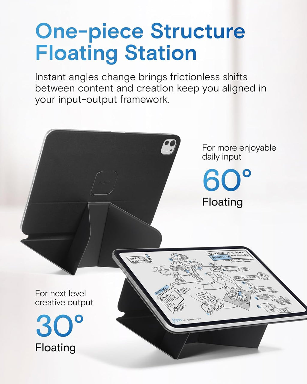 MOFT Dynamic Folio Case for iPad mini 7 A17 Pro 2024 & iPad mini 6th A15 2021, 8.3 Inch Silm Magnetic Stand Case with 20+ Viewing Angles, Auto Wake/Sleep, Ultra Thin, Jet Black
