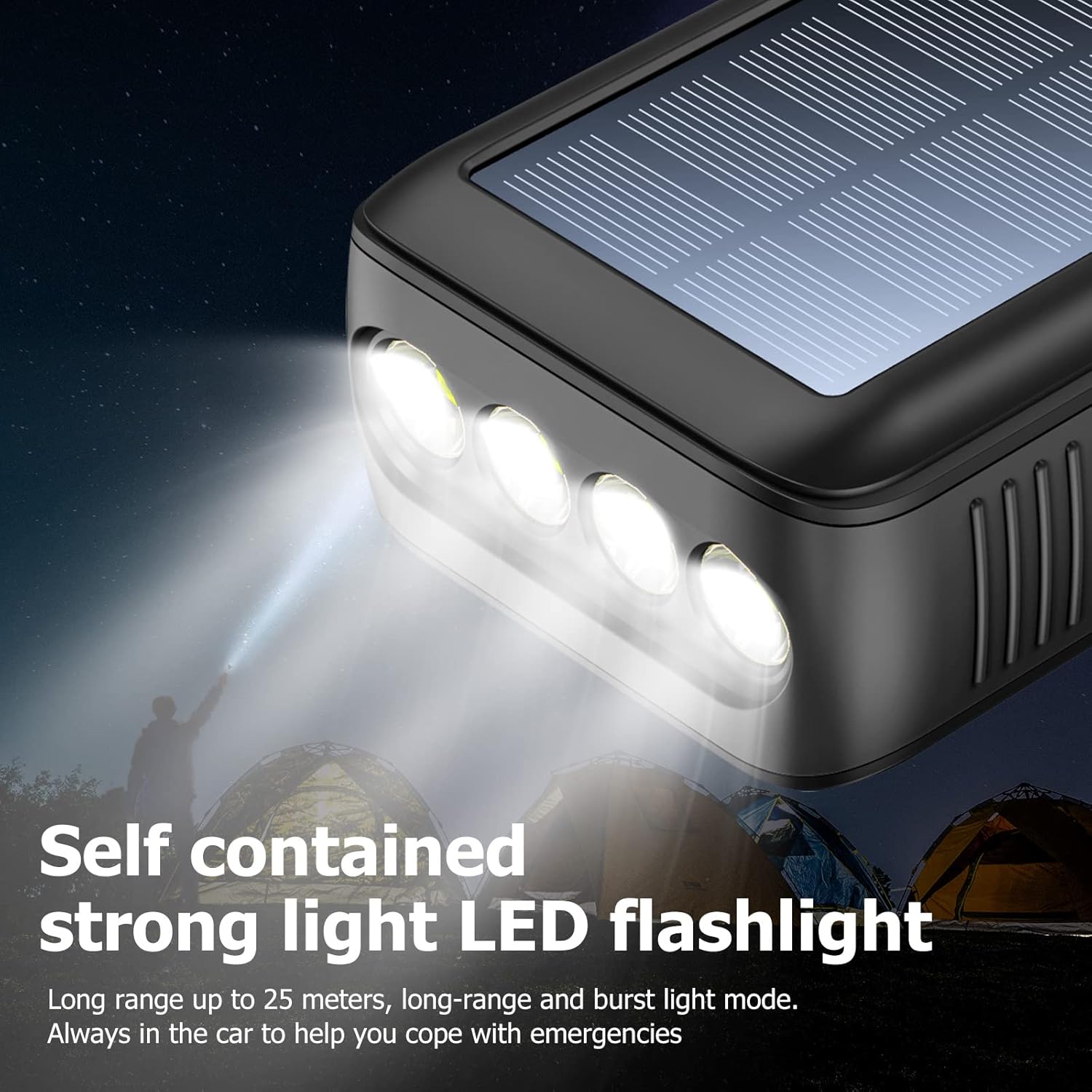 Solar Charger Power Bank 63200mAh, Portable Charger with Dual Outputs & Dual Inputs 4 LEDs Flashlight, Hand Crank Power Bank Fast Charging Battery Pack for Outdoor Camping Survival Gear
