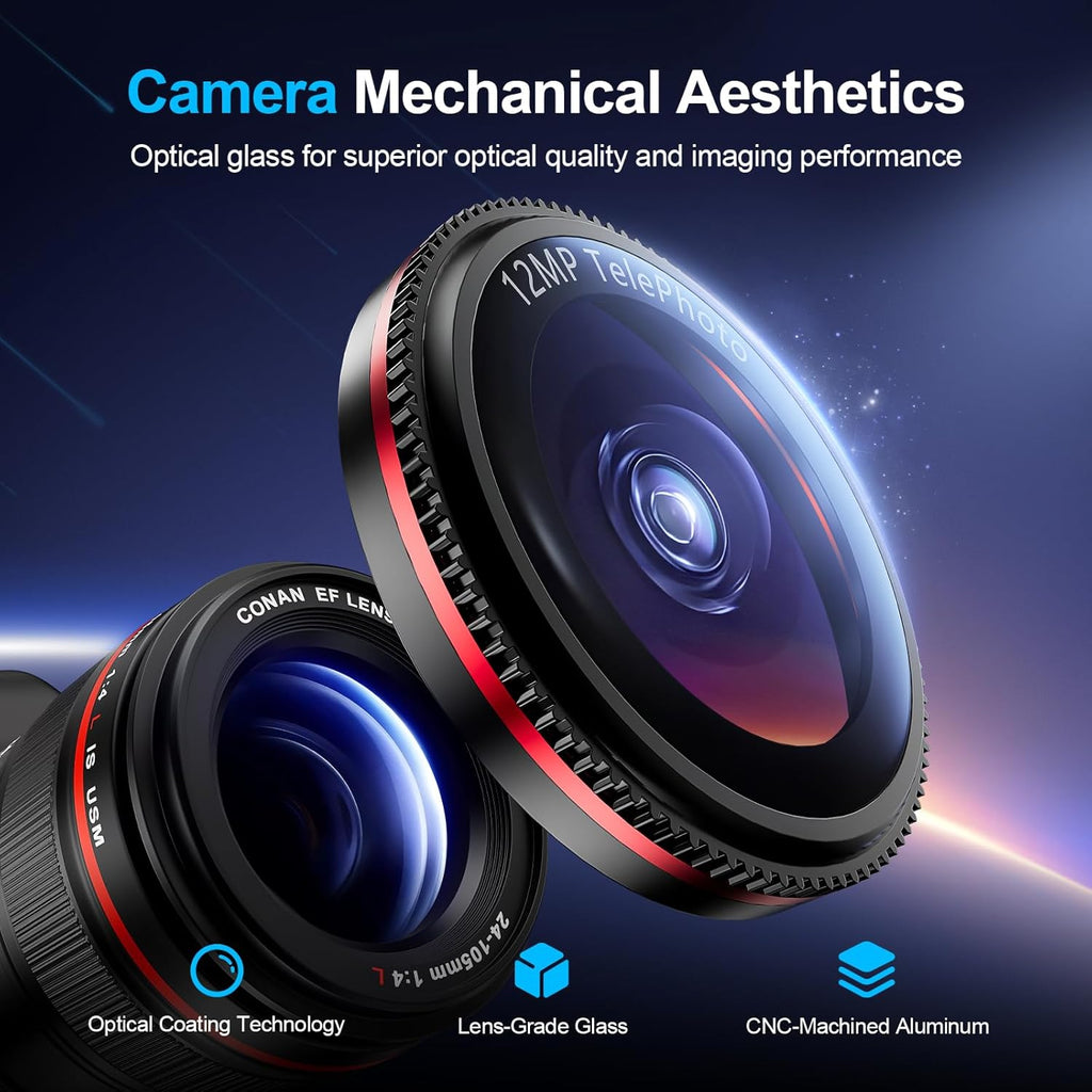 X-it 2 Pack Camera Lens Protector, Shatterproof Anti-Scratch Ultra HD Mechanical Gear Camera Protector, Anti-Glare 9H Tempered Glass Lens Protector for iPhone 16/iPhone 16 Plus, Case Friendly,BlackRed