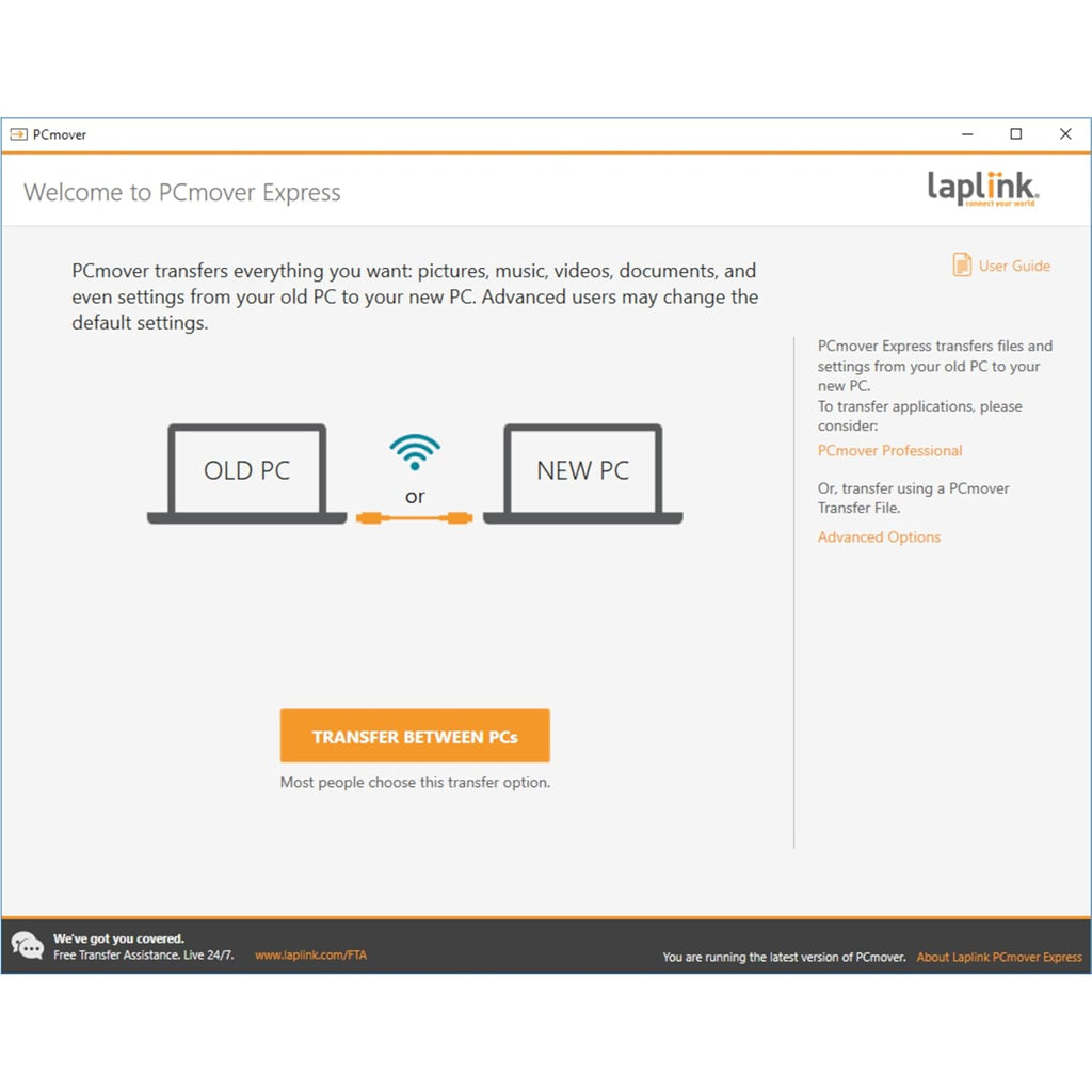 LAPLINK Easy Transfer Cable, Includes PCmover Express Data Transfer Software and High Speed Ethernet Cable, Single Use License, Only Transfers Files and Settings. Compatible with Windows 11
