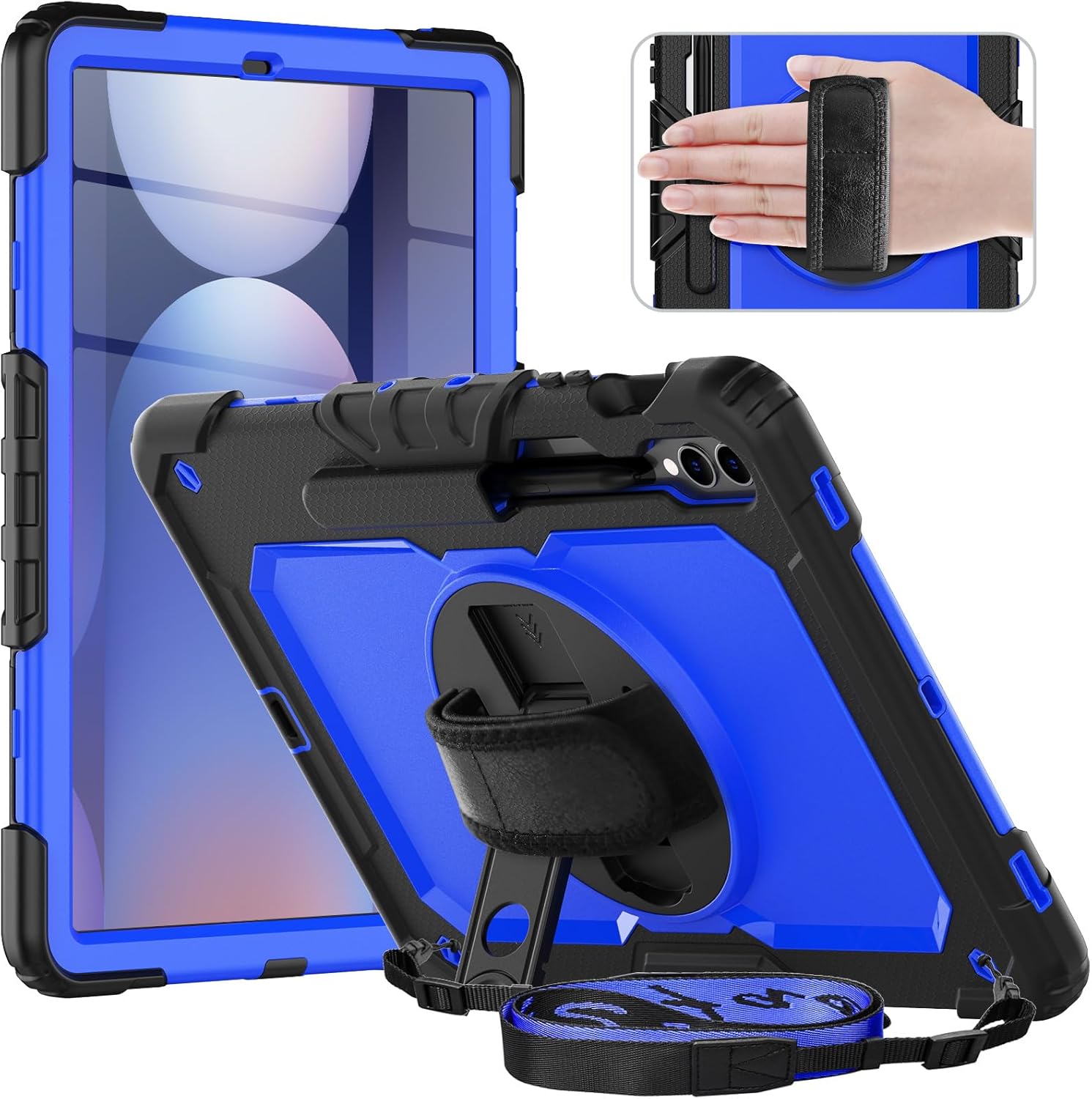 Timecity Case for Samsung Galaxy Tab S10 Plus/ S9 FE Plus/ S9 Plus 5G Tablet 12.4'' Case - Heavy Duty Protective Cover with Screen Protector, Stand, Shoulder Strap & S Pen Holder, Kids-Friendly, Blue