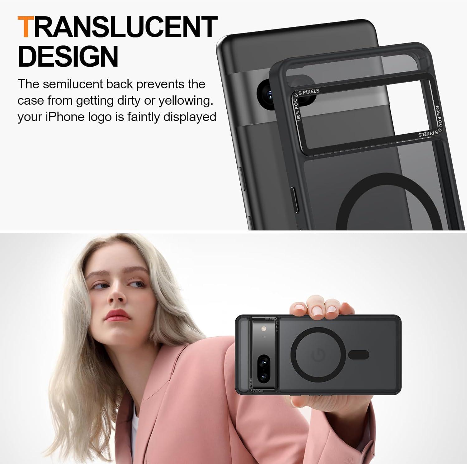 Magnetic for Google Pixel 7 Case, [Military Grade Drop Protection] [Compatible with MagSafe] Shockproof Slim Translucent Matte Anti-Slip for Women Girls Men Case, Black