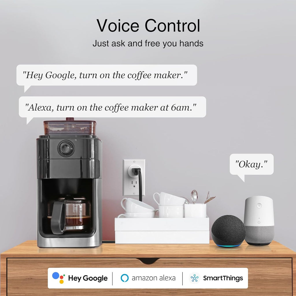 GHome Smart Plug, WiFi Smart Plugs Work with Alexa and Google Home, Smart Outlet Timer with APP Remote Control, 2.4GHz Wi-Fi Only, No Hub Required, ETL FCC Listed, White