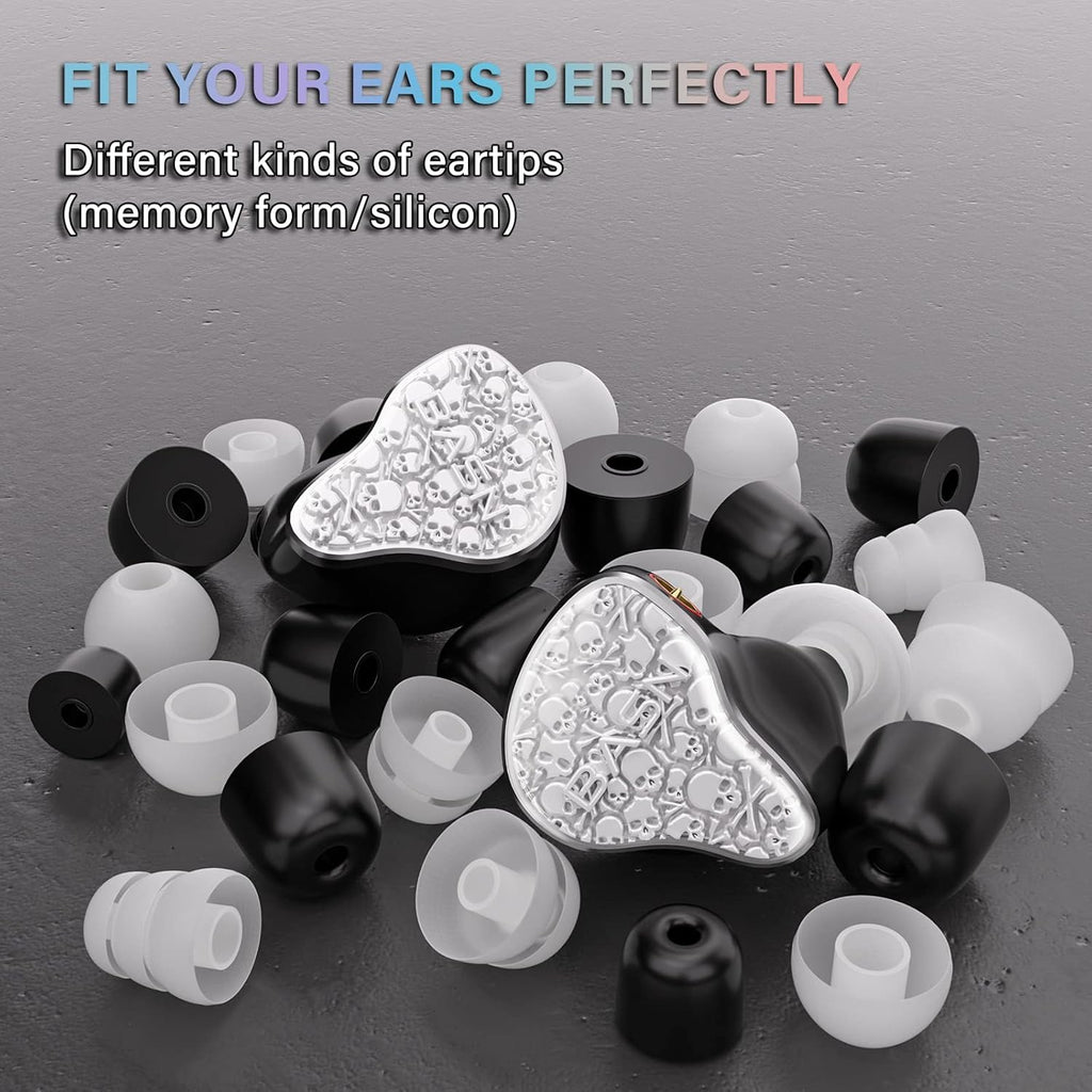 BASN Bmaster5 in Ear Monitors, 1DLC Diaphragm+4BA 5 Drivers IEM Earphones with Silver-Plated OFC Cable, Noise Isolation Wired Earbuds for Musicians (Glacier White)