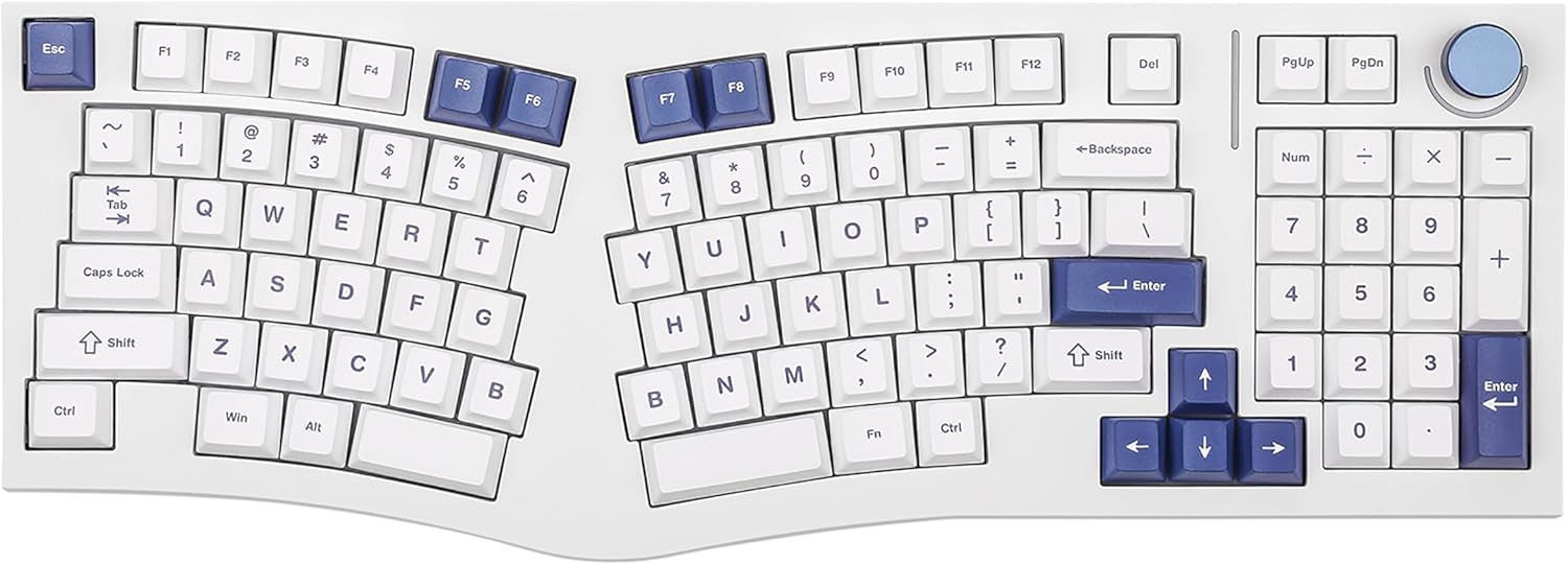 Feker Alice98 Ergonomic 98 Keys Custom Mechanical Keyboard, VIA Programmable, USB-C Wired Gaming Keyboard, Hot Swappable, 5 Layer Paddings, Control Knob, NKRO, RGB for Win/Mac (White)