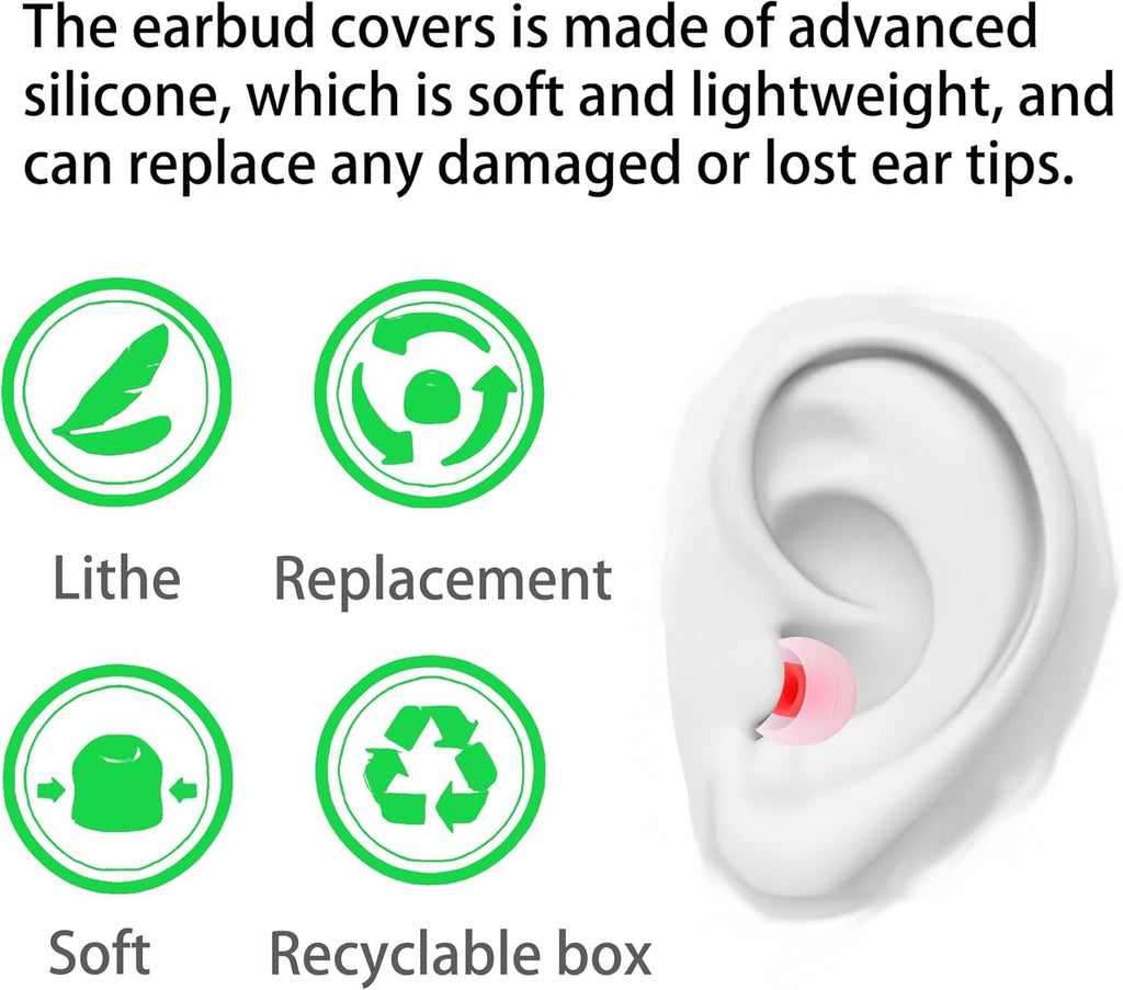 Silicone Earbud Tips - Fit Most In-Ear Earbuds (Inner Hole 3.8mm -5.1mm) - 9 Pairs S M L