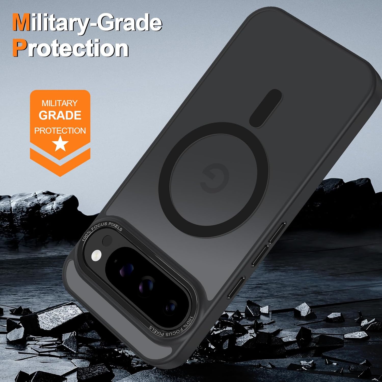 Magnetic for Google Pixel 9 Pro XL Case, [Military Grade Drop Protection] [Compatible with MagSafe] Shockproof Slim Translucent Matte Anti-Slip for Women Girls Men Case, Black