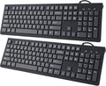 Computer Keyboard Wired, Plug Play USB Keyboard, Low Profile Chiclet Keys, Large Number Pad, Caps Indicators, Foldable Stands, Spill-Resistant, Anti-Wear Letters for PC Laptop (Black, 2-Pack)