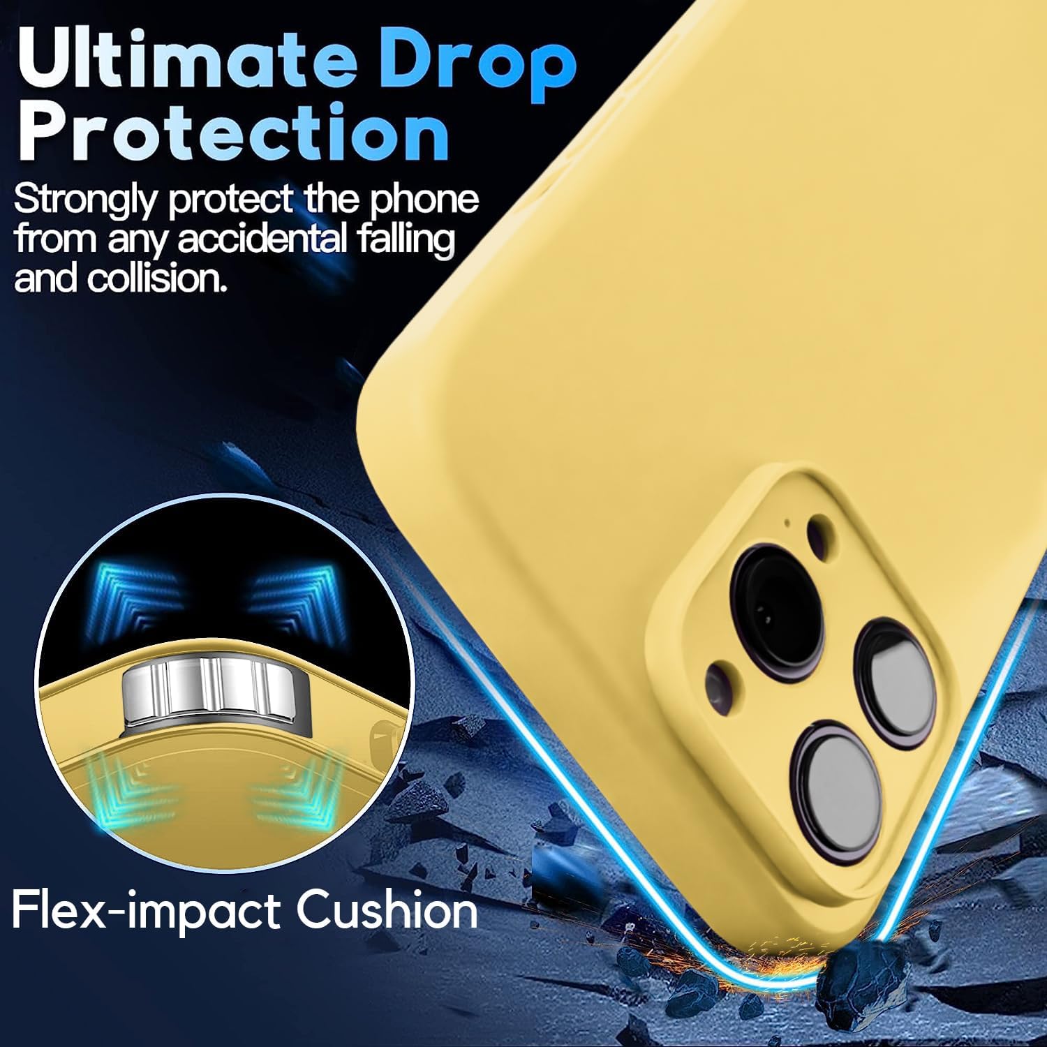Blaspins Crossbody Lanyard Strap Case for iPhone 13, Neck Cross Body, Adjustable Holder Removable, Drop Protection Shockproof, Hands-Free Silicone Case Cover 6.1 inch, 150 cm Strap, iP13 - Yellow