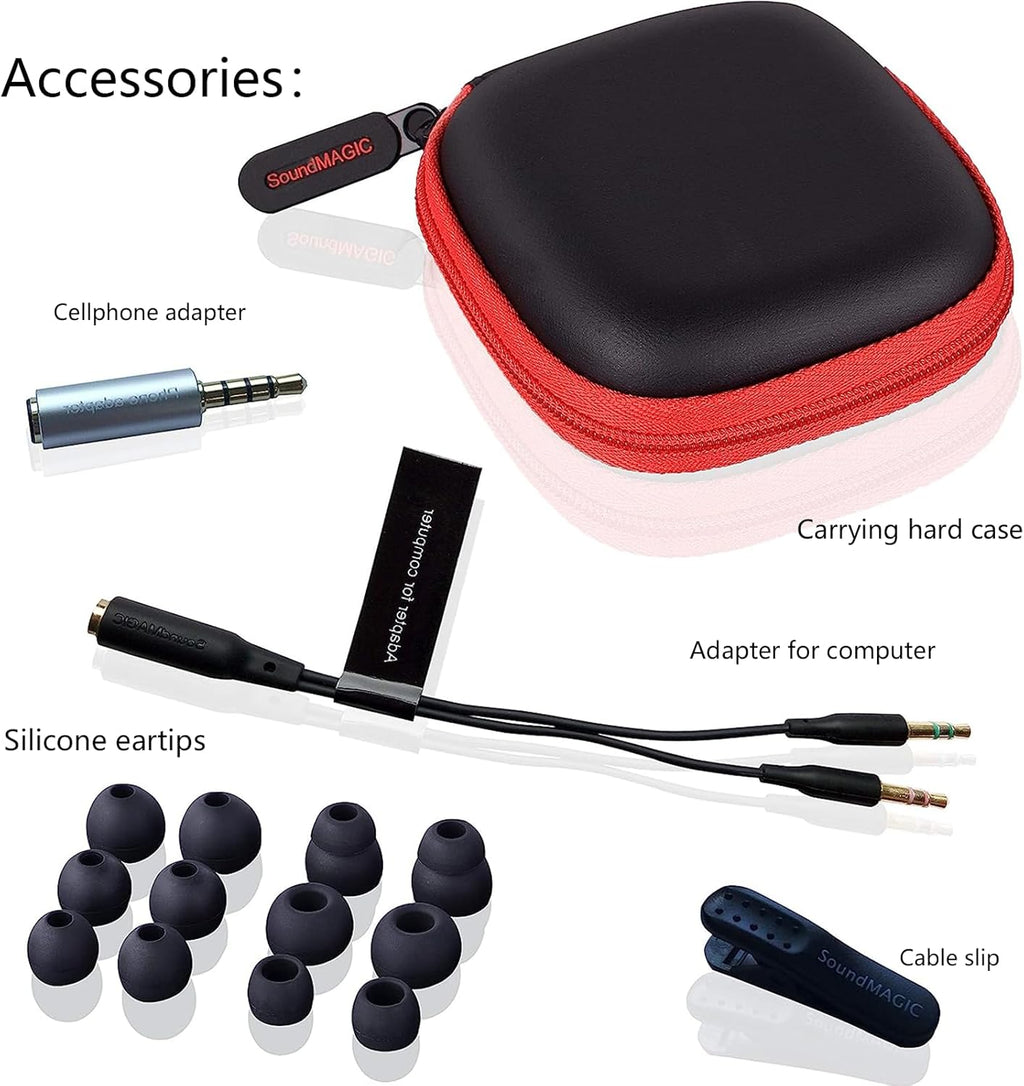 SoundMAGIC E80C Wired Earbuds with Microphone HiFi Stereo Audiophile Earphones Noise Isolating in Ear Headphones Comfortable Fit Super Bass Blue
