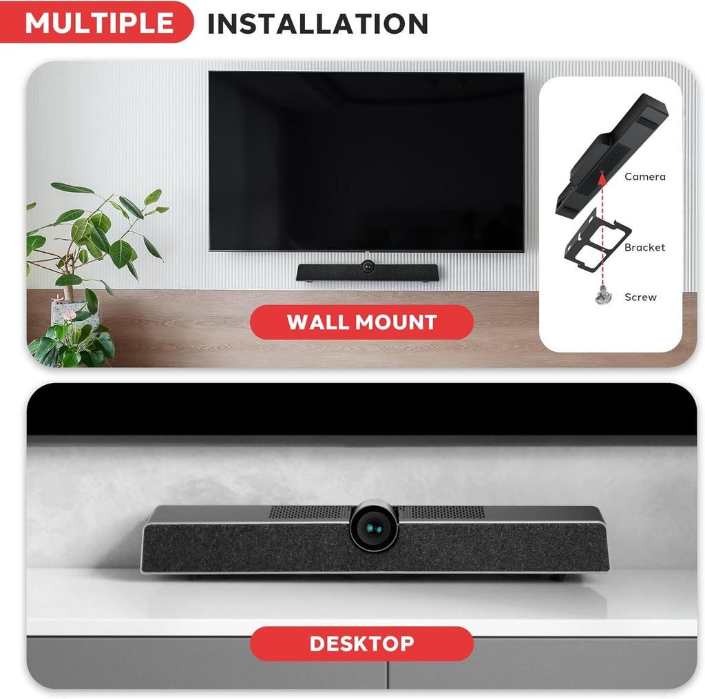 Pyle 4K USB Video Conference Room Camera System 120° FOV with 5X Zoom, AI Auto Framing, Echo Cancellation, 8m Mic Pickup Conferencing System for Home Offices, Zoom, Skype, Microsoft Teams, PC Meetings