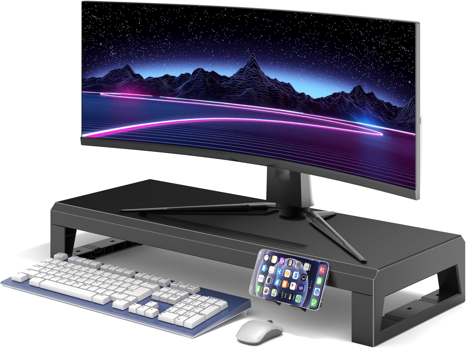 Computer monitor stand Laptop Desk Shelf & Monitor Riser ，21.6 inches long desk riser Monitors/PC/Laptop/Computer Space Saver Organizer ，Heavy Duty Gift Gaming Studio Office(Basic Version, 550mm)