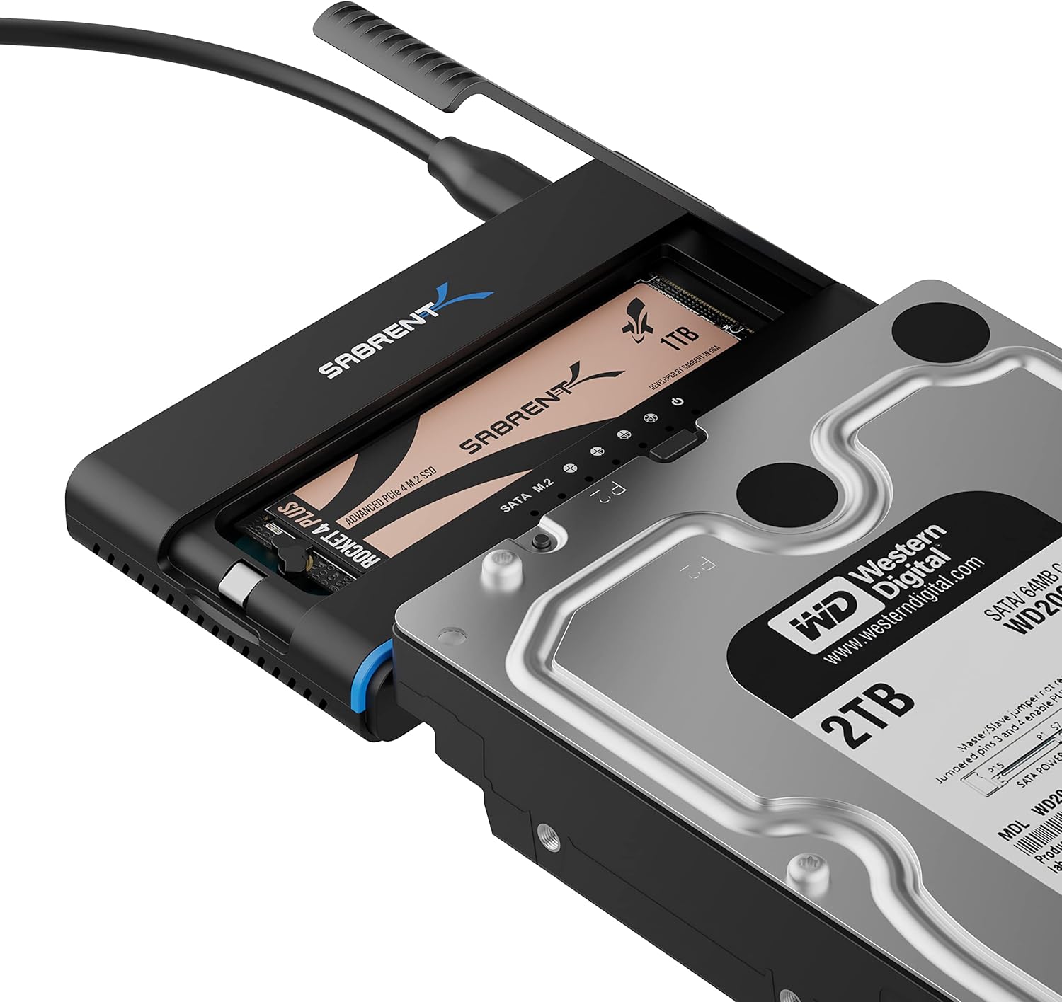 SABRENT USB 3.2 Type C M.2 PCIe NVMe + 2.5/3.5 Inch SSD & HDD Converter [DS-UCMH]