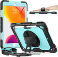 Timecity Case for iPad 9th/ 8th/ 7th Generation 10.2 inch - Heavy Duty Protective Cover with Screen Protector, Rotating Stand, Shoulder Strap & Pencil Holder | Kids-Friendly (Blue)