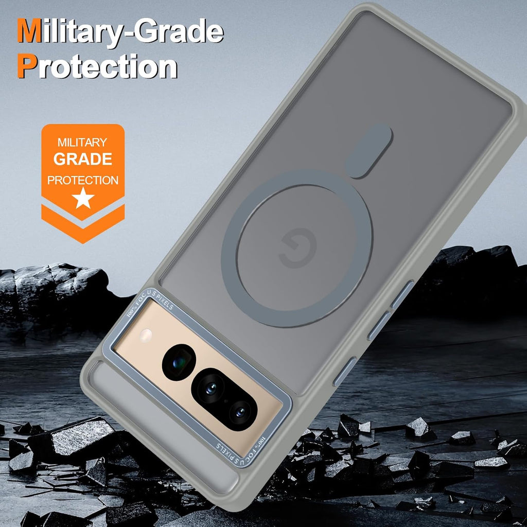 Magnetic for Google Pixel 7 Pro Case, [Military Grade Drop Protection] [Compatible with MagSafe] Shockproof Slim Translucent Matte Anti-Slip for Women Girls Men Case, Gray