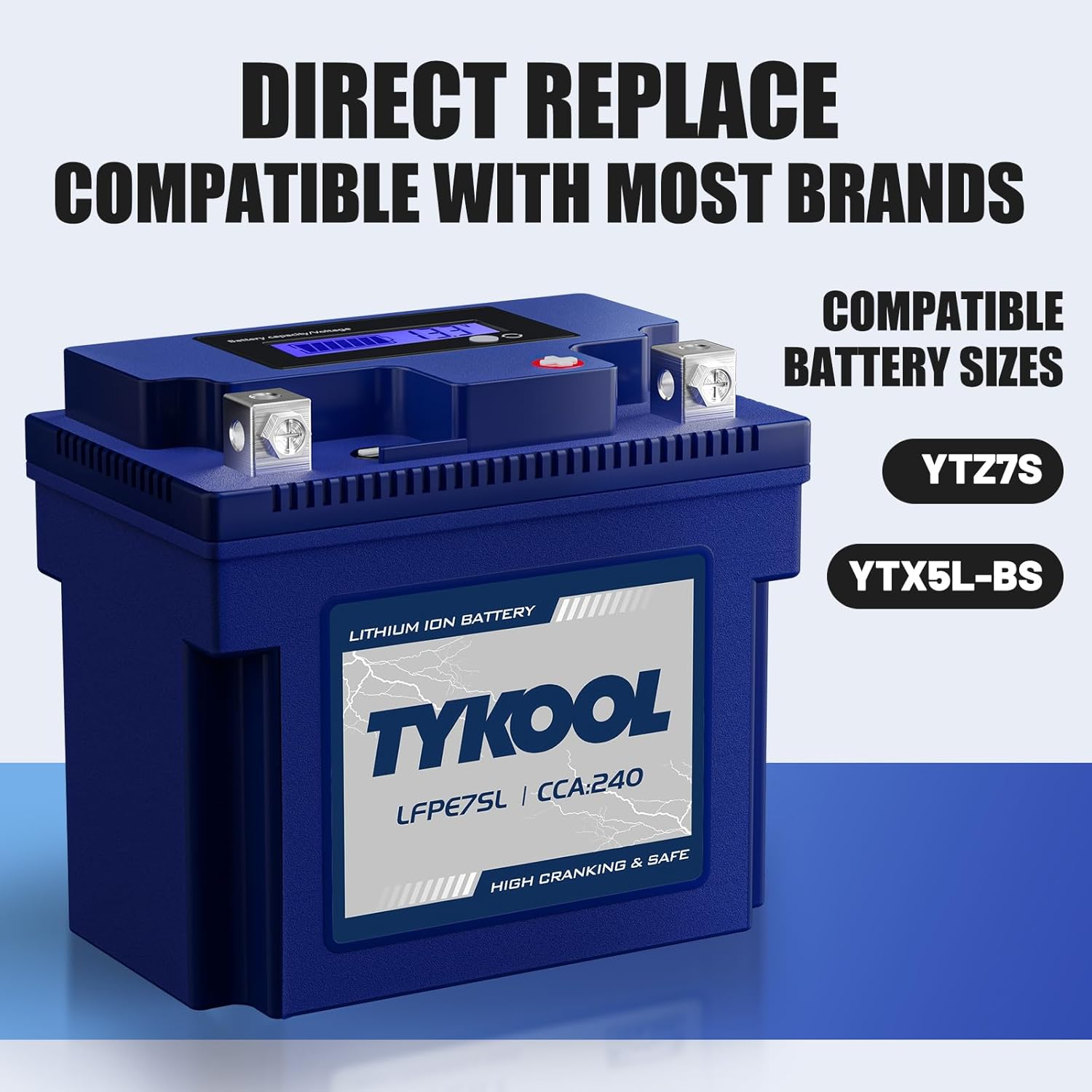 YTZ7S / YTX7L,12V 4Ah 240CCA LiFePO4 Motorcycle Battery, Powersports Battery for Honda KTM Yamaha Harely, Lithium Battery,For ATV, UTV, Scooter,Snowmobile, Motocross, Lawn Mower, Jet Ski, Motorboat