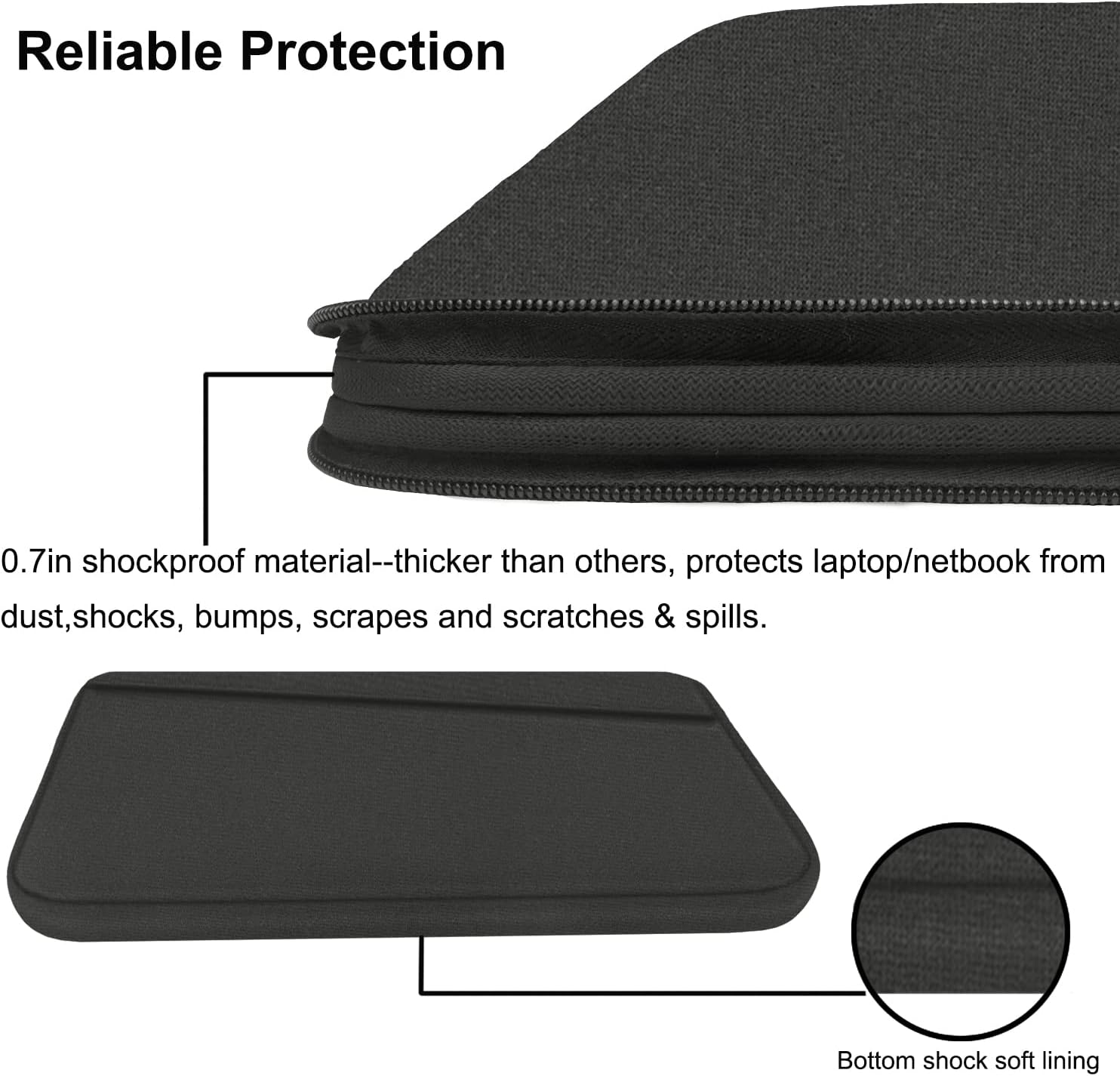 15.6 inch Laptop Case, Durable Computer Carrying Bag Protective Case Briefcase Handbag with Front Pocket, Laptop Sleeve Cover for 15.6 Inch HP, Dell, Lenovo, Asus, Notebook, Grey