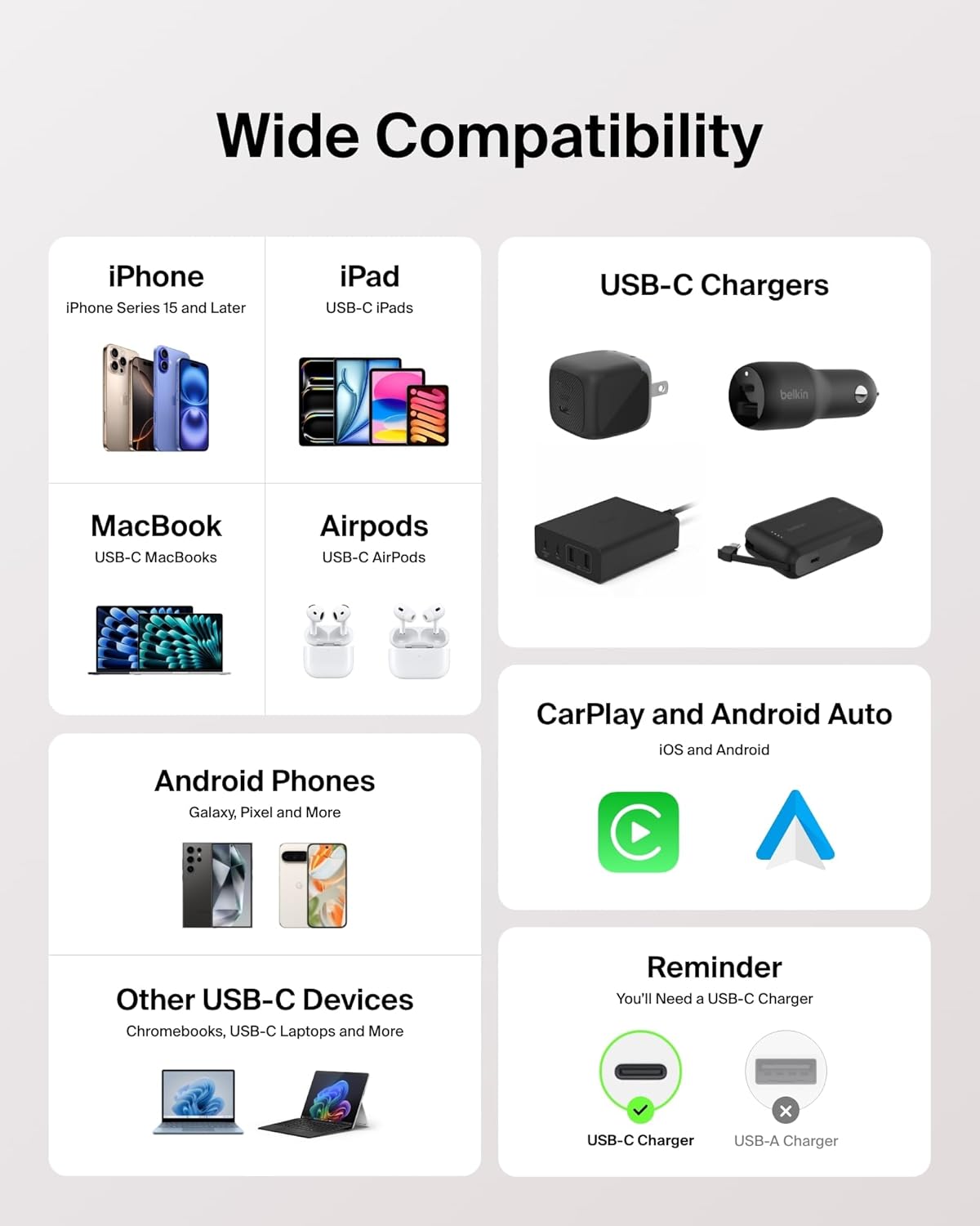 Belkin USB C to USB C Cable 2-Pack, 3.3ft, 60W - Type C Charger, iPhone Charger Cord, Soft, Braided, Flexible for iPhone 16, Galaxy S25, Pixel 9, Airpods, iPad Pro & More, Travel Essentials - Pink