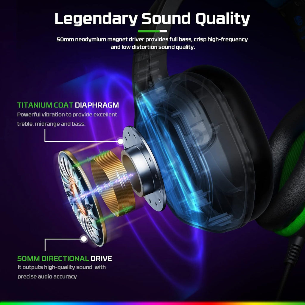 FC200 PC Gaming Headset for PS4, PS5, Switch, Xbox One, Mac, Noise Canceling Headphones with Microphone, Computer Headset with 3.5mm Jack & RGB Light