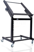 GRIFFIN 19U Rack Mount Rolling Stand (StudioZ PROSteel Series) & Adjustable Mixer Platform Rails – Cart Holder for Audio Music Recording Cabinet – Stage Equipment DJ Gear Storage Case for Amplifier