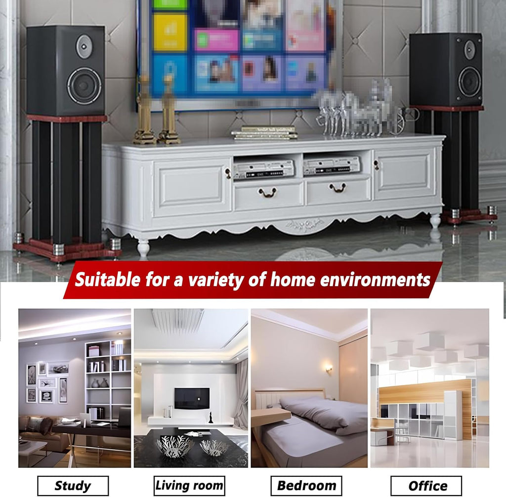 A Pair of Universal Speaker Stands, Heavy Duty Speaker Stands Holds Bookshelf Speaker Satellite Speaker Large Speaker, Vibration-Absorbing MDF Design, Holds 88lbs Speaker (Teak, 60cm/23.6in)