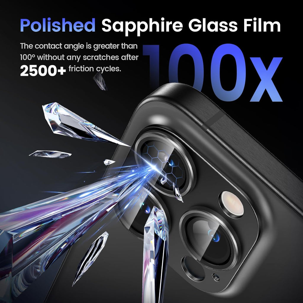Tensea for iPhone 16 Pro/iPhone 16 Pro Max/iPhone 15 Pro/iPhone 15 Pro Max Camera Lens Protector, Metal Aluminum Alloy Tempered Glass Cover Camera Screen Protector Accessories, Case Friendly