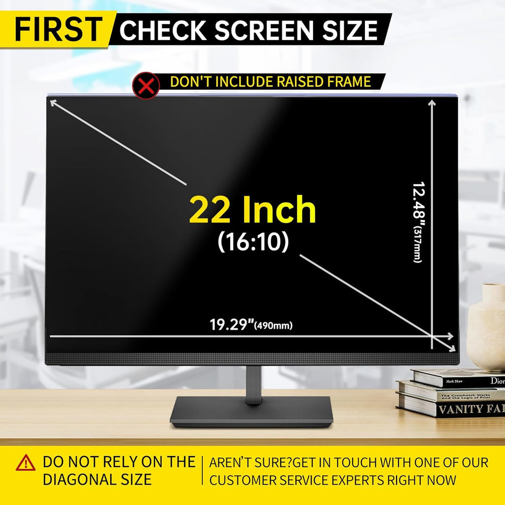 22 Inch Computer Privacy Screen for 16:10 Computer Monitor, Anti-Blue Light Monitor Privacy Screen Filter, Anti-UV Computer Screen Privacy Shield, Hanging Type