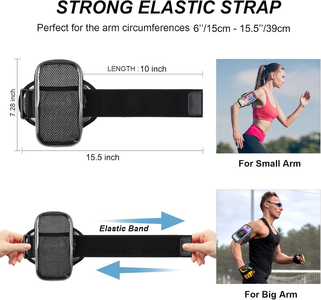 Phone Holder for Running, Armband for iPhone 16 15 14 13 Pro Max 12 11 Plus X Samsung Android Up to 6.9'', Universal Arm Bands Bag with Key Card Pocket for Exercise Walking Workout Fitness