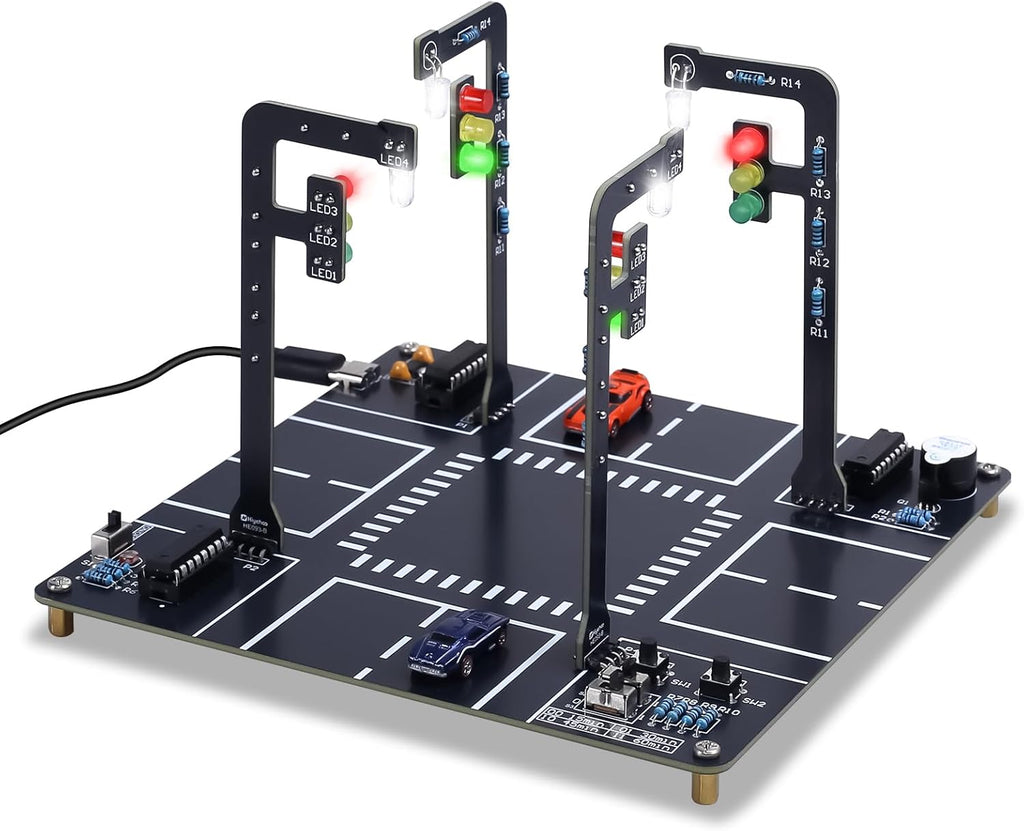 MIOYOOW LED Traffic Light Simulation Soldering Practice Kit, DIY Traffic Signal Light Circuit Board Soldering Kit with Sounds, STEM Educational Electronics Projects for Home and School Learning