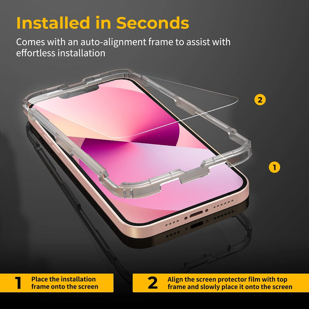 UNBREAKcable 3 Pack Screen Protector for iPhone 13/13 Pro, Double Shatterproof Tempered Glass [Easy Installation] [HD Clear] [Case Friendly] for iPhone 6.1 inch