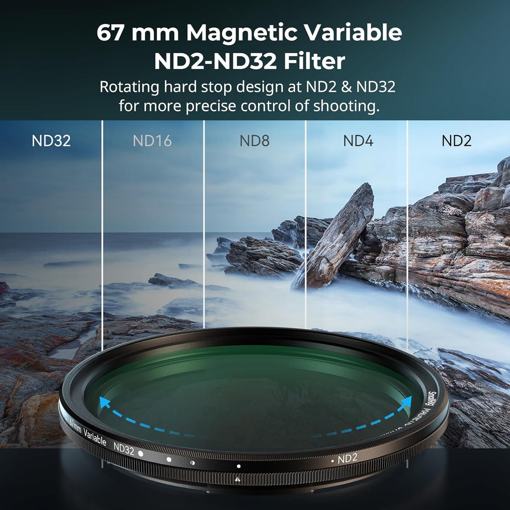 SmallRig 5-in-1 Magnetic 67mm Lens Filter Kit: VND + CPL + Black Mist 1/4 + Threaded Adapter Ring + Magnetic Lens Cover + Storage Bag + Cleaning Cloth, Magnetic Filter Set for Phone Camera Lens - 4726