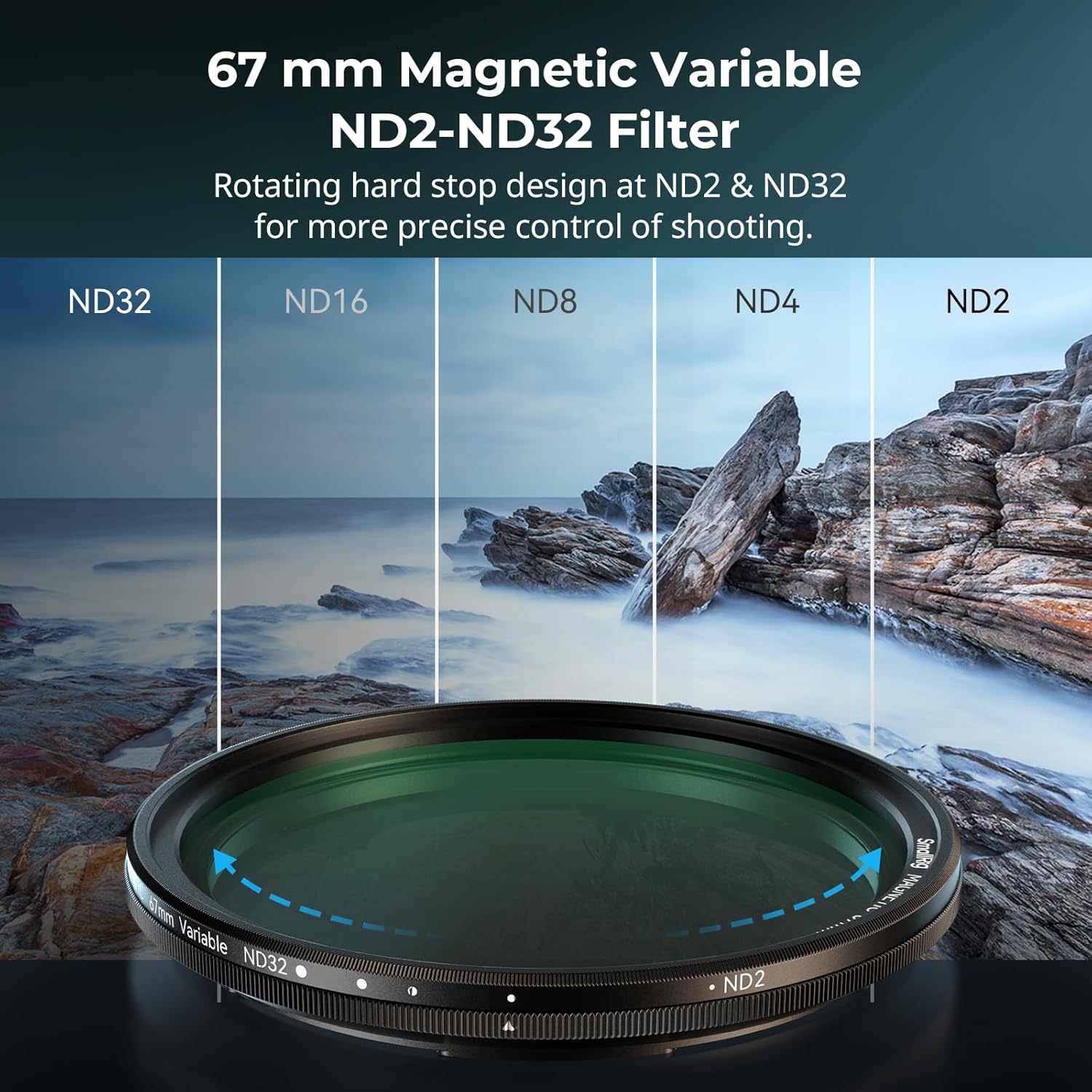 SmallRig 5-in-1 Magnetic 67mm Lens Filter Kit: VND + CPL + Black Mist 1/4 + Threaded Adapter Ring + Magnetic Lens Cover + Storage Bag + Cleaning Cloth, Magnetic Filter Set for Phone Camera Lens - 4726