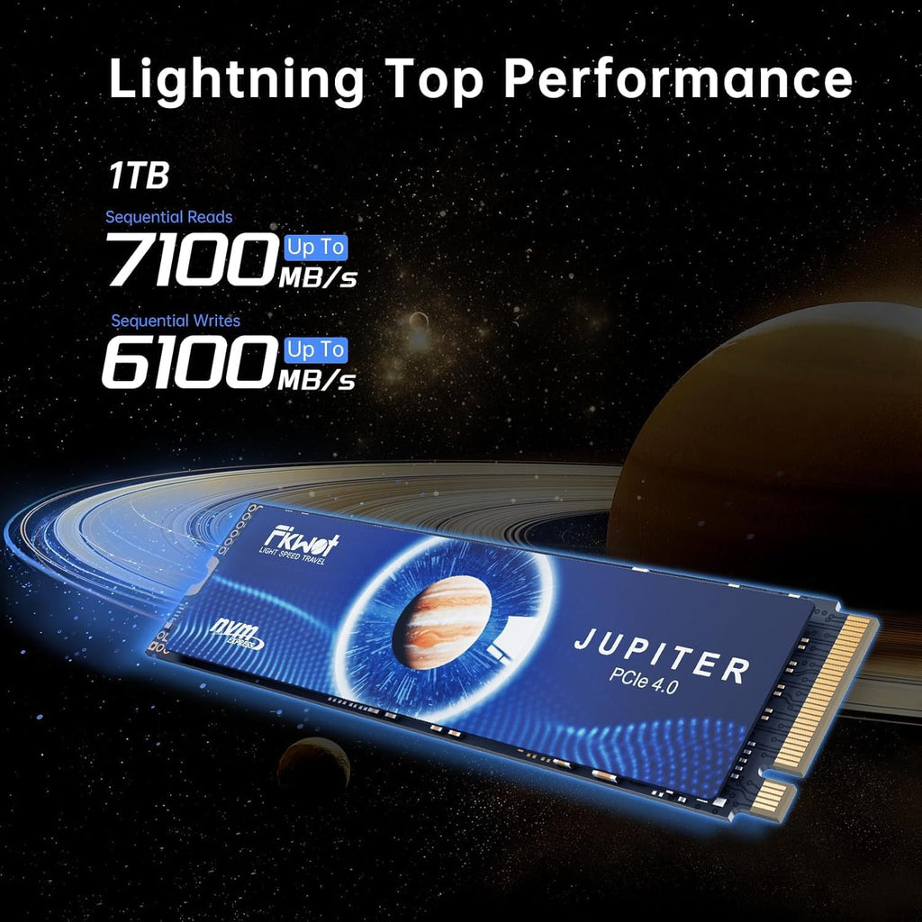FX991 M.2 SSD 1TB NVMe SSD M2 2280 PCIe Gen 4x4, Read Up to 7100MB/s, Internal Solid State Drive for PS5 Laptop Desktop 3D QLC NAND