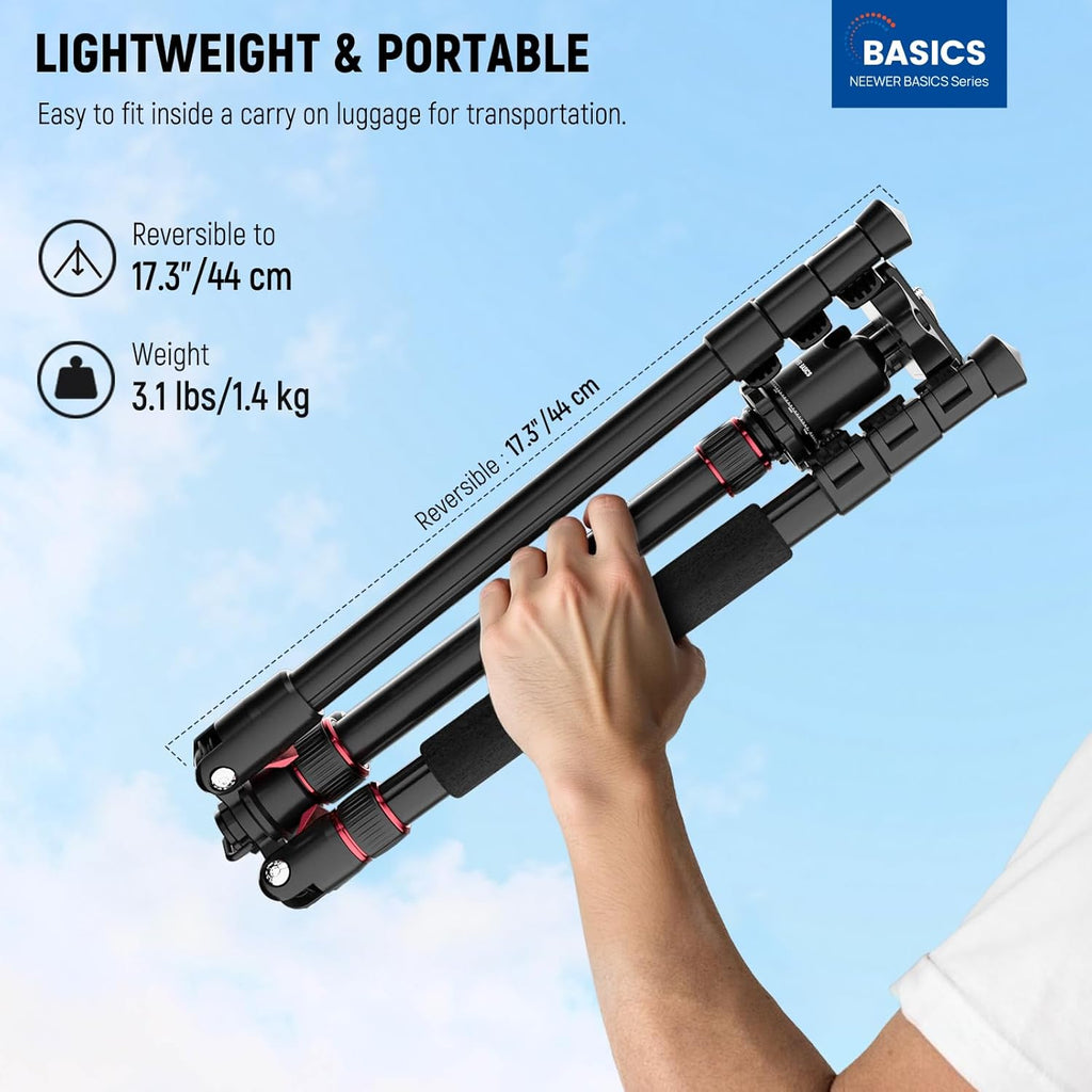 NEEWER Basics Camera Tripod Monopod, 71" Aluminum Heavy Duty Portable Travel DSLR Cell Phone Stand with 360° Ball Head Cellphone Holder Mount Compatible with iPhone for Filming Video Recording, TP15