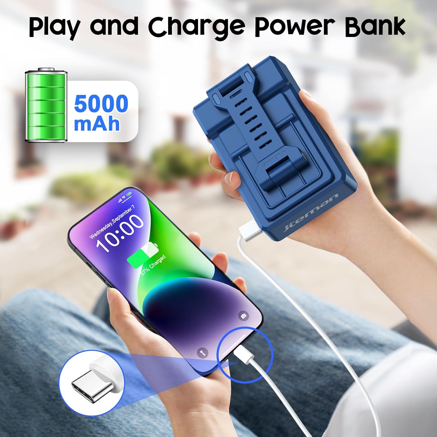 JTEMAN Gifts for Men Women,Cell Phone Stand with Bluetooth Speaker,Cool Tech Gadgets,Unique Birthday Gifts for Men Husband Mom Dad-Blue